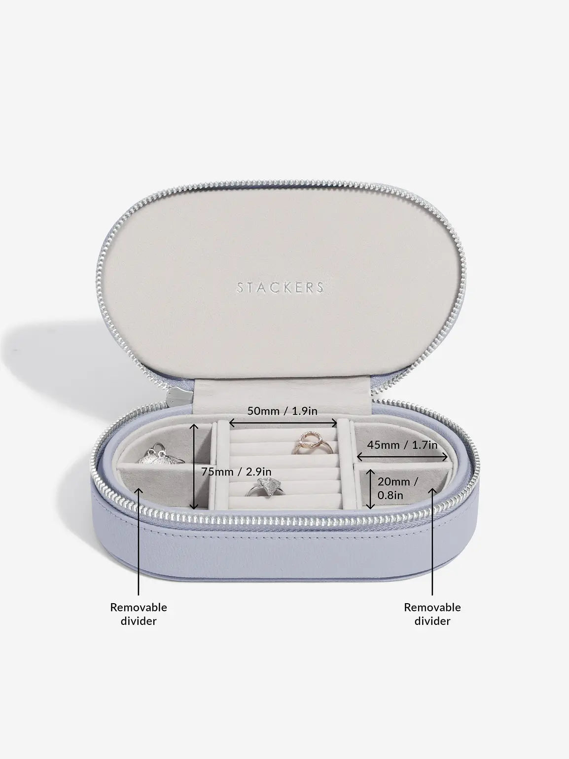 Stackers Ovale Travel Jewellery Box Lavendel