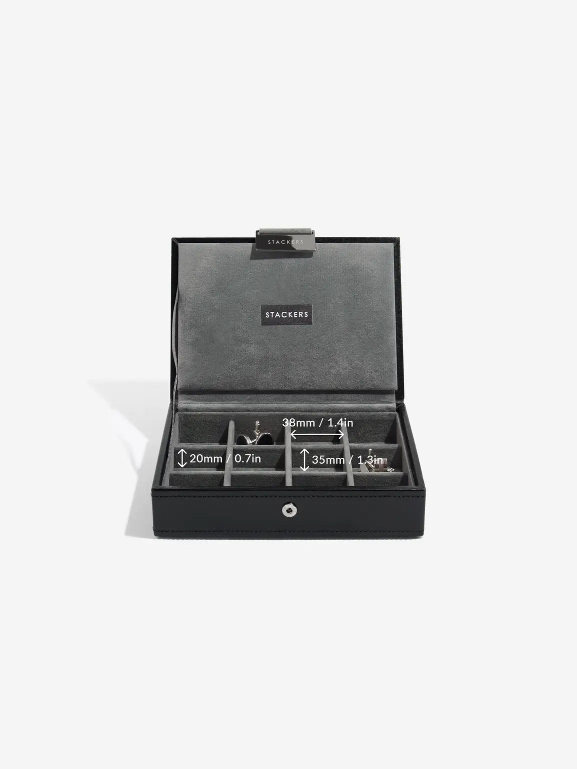 Stackers Mini Set van 2 - Horloge- & Manchetknopendoosje Zwart Fluweel - Mystackers