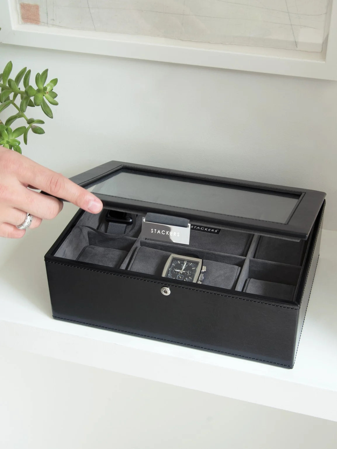 Stackers Achtdelige Horlogebox Top Zwart Fluweel