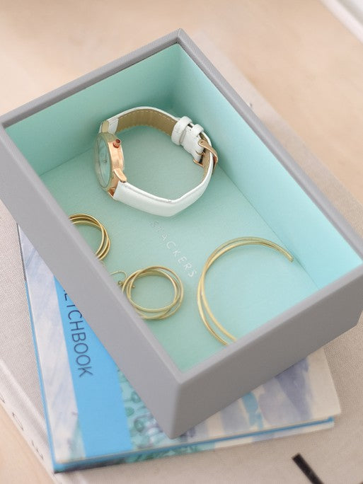 Stackers Mini Horloge & Accessoirelaag Grijs & Munt