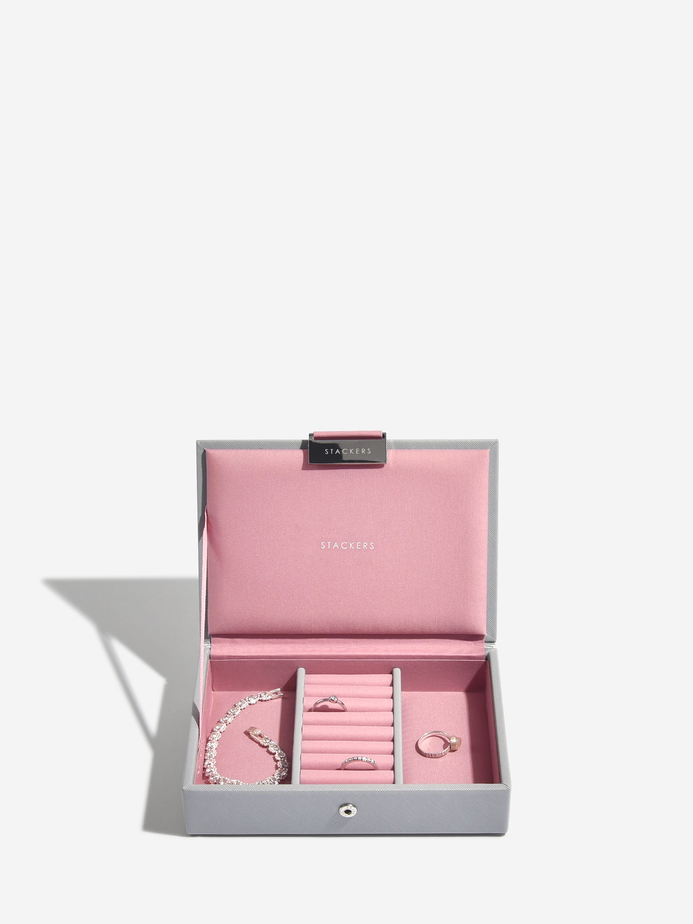 Stackers Deksel voor Mini Juwelendoos Grijs & Roze