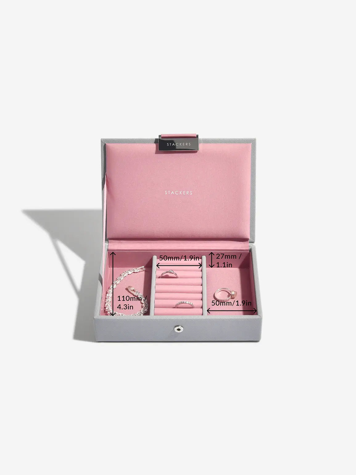 Stackers Lid for Mini Jewelry Box Gray & Pink