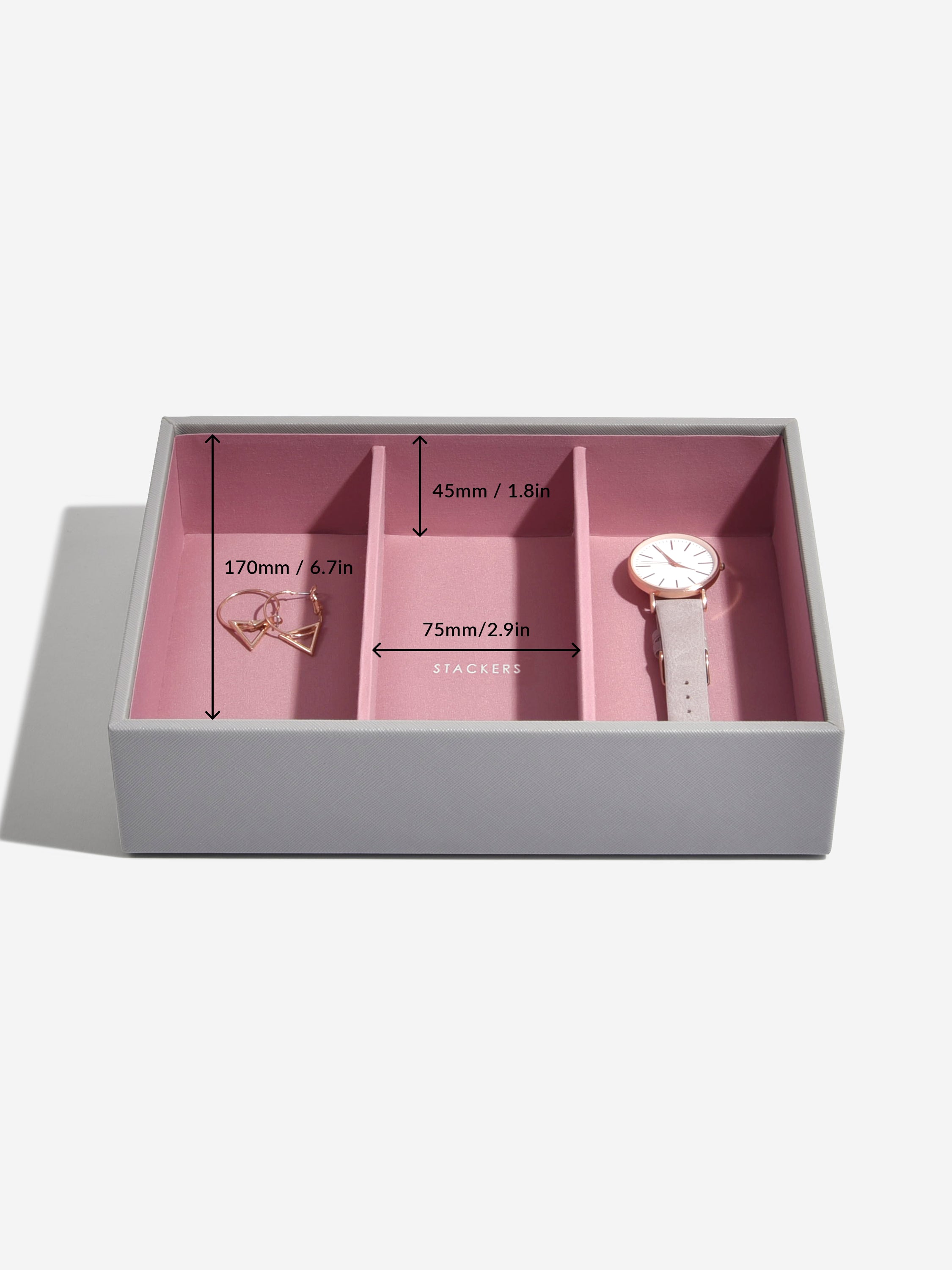 Stackers Compartiment pour montres & accessoires pour boîte à bijoux classique Gris et rose