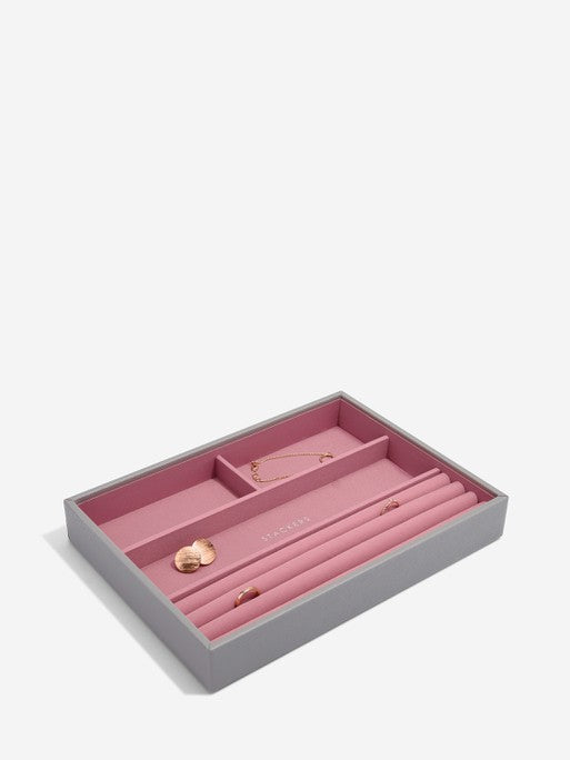 Stackers Ring & Armbandenlaag voor Klassieke Juwelendoos Grijs & Roze