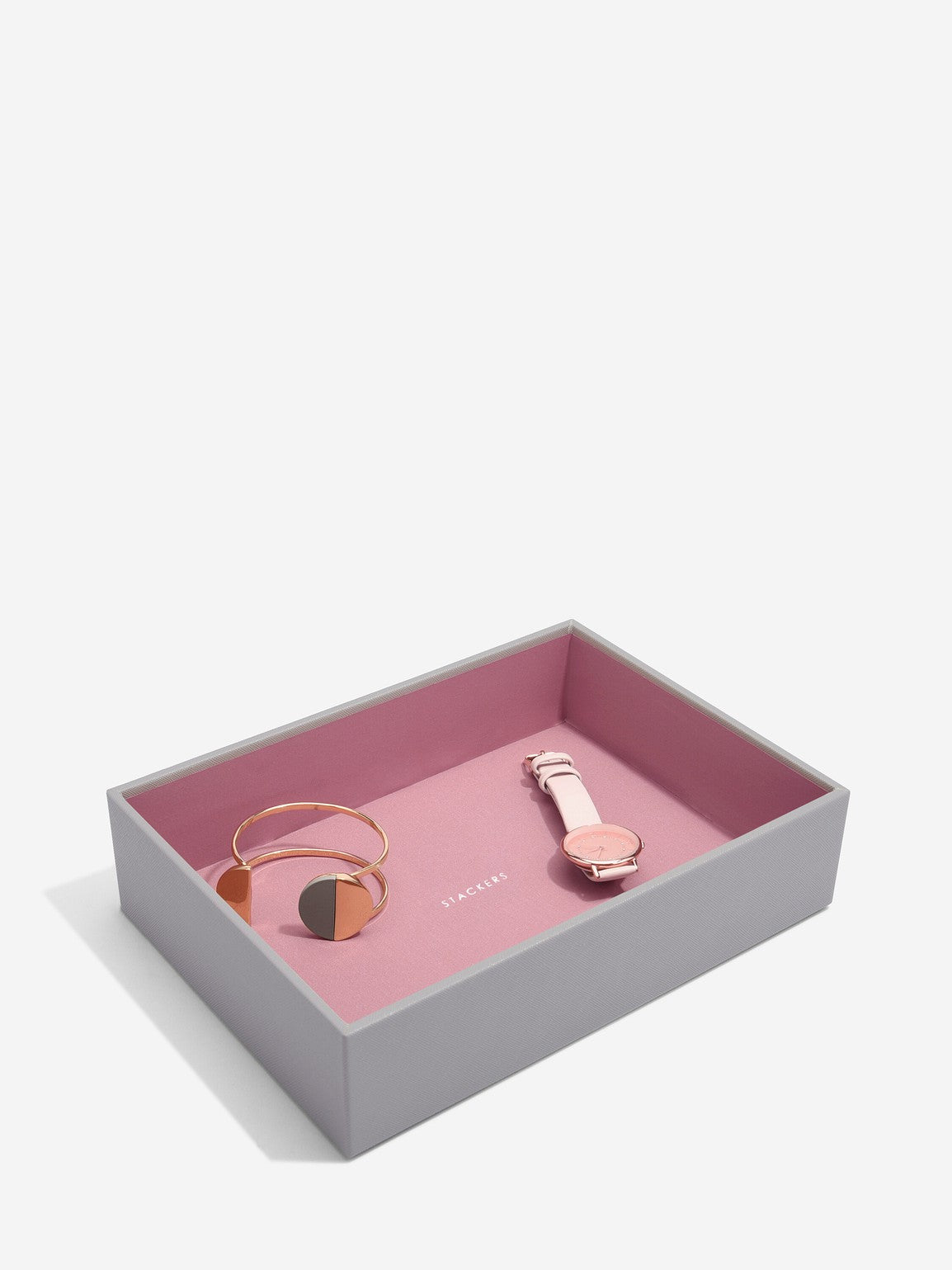Stackers diepe Sieradenlaag voor Klassieke Juwelendoos Grijs & Roze