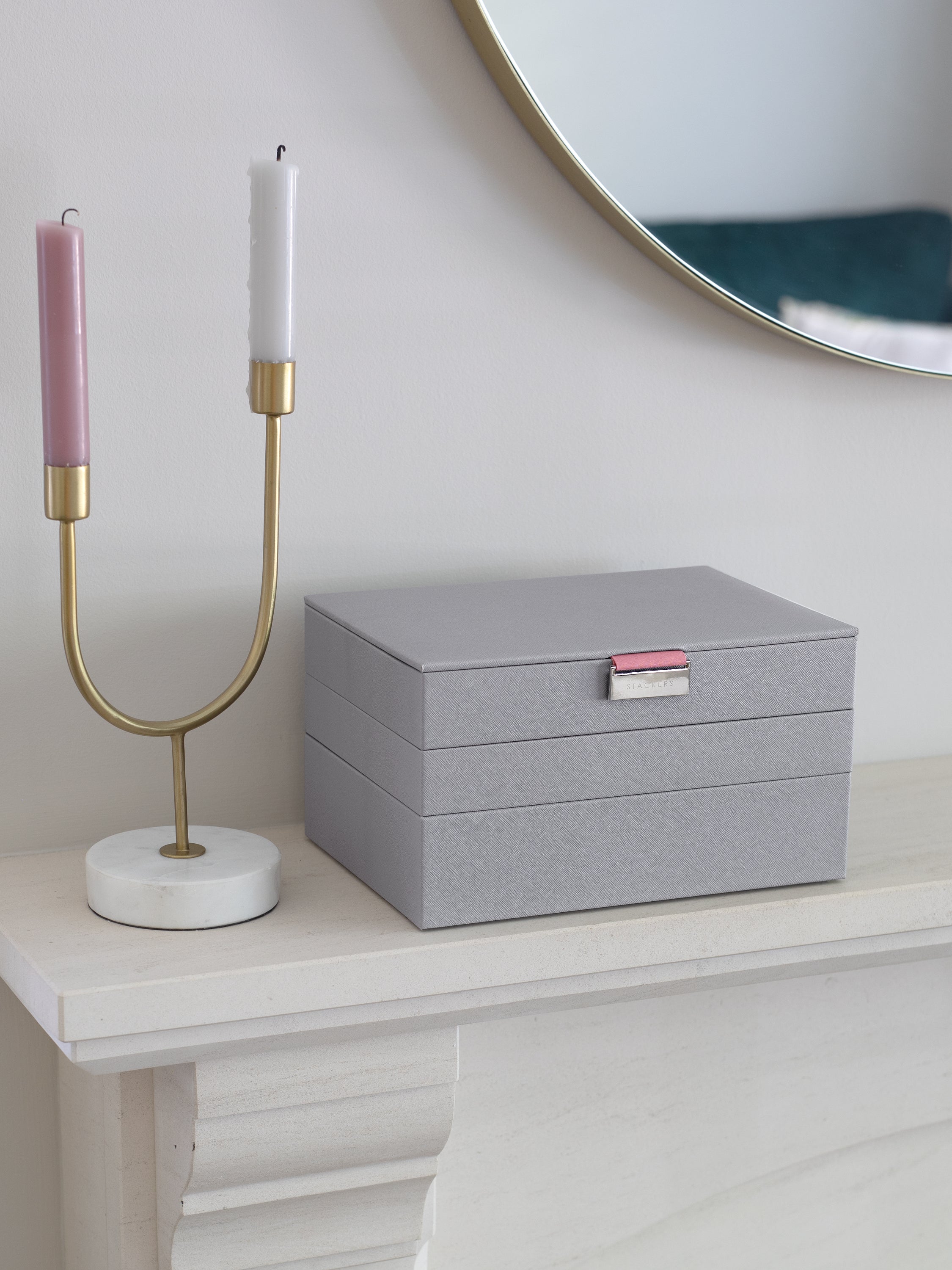 Stackers Klassieke Juwelendoos Set van 3 Grijs & Roze