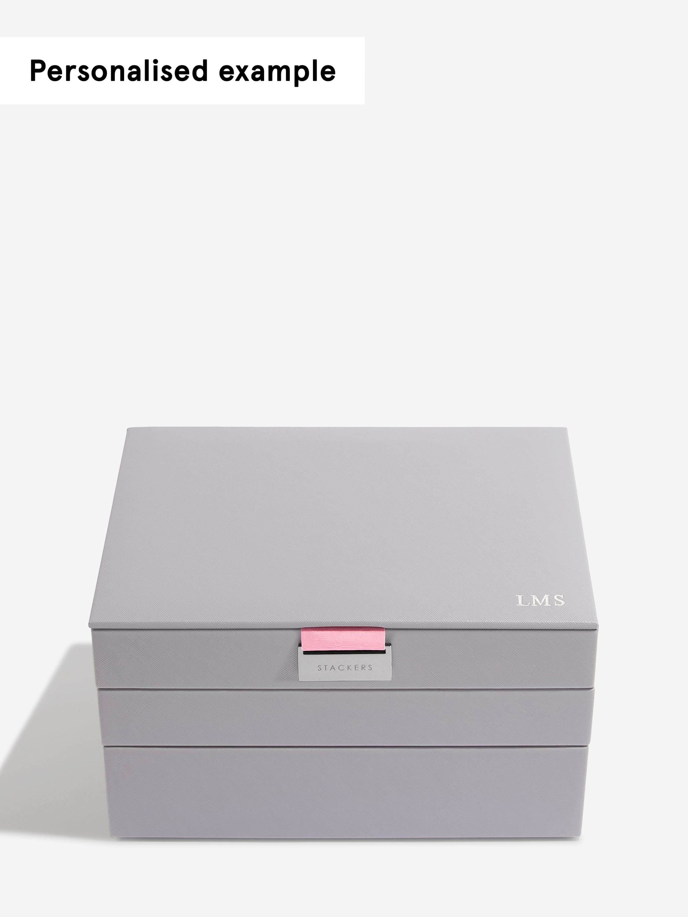 Stackers Klassieke Juwelendoos Set van 3 Grijs & Roze - Mystackers