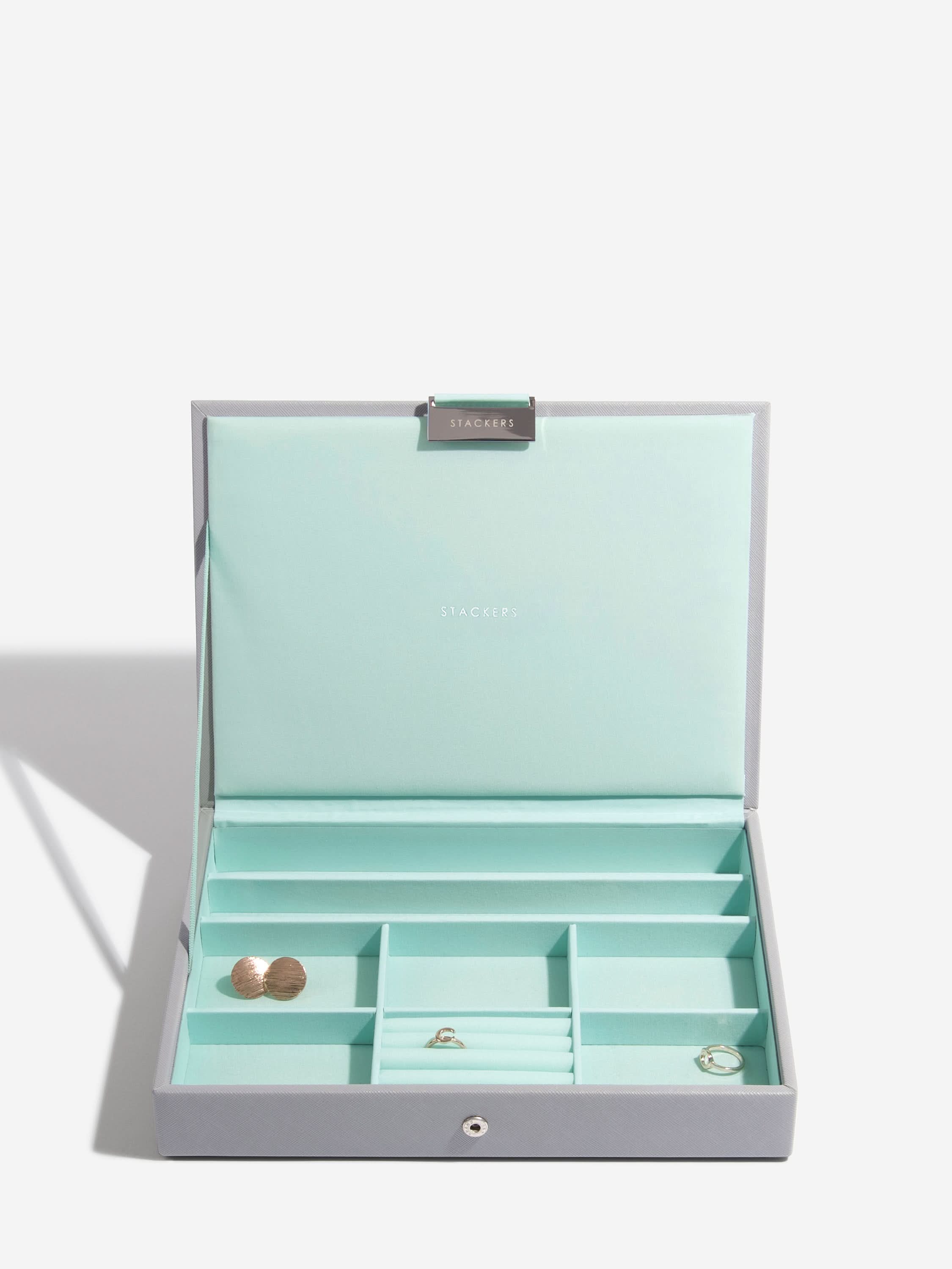 Stackers Klassieke Juwelendoos Set van 3 Grijs & Munt - Mystackers