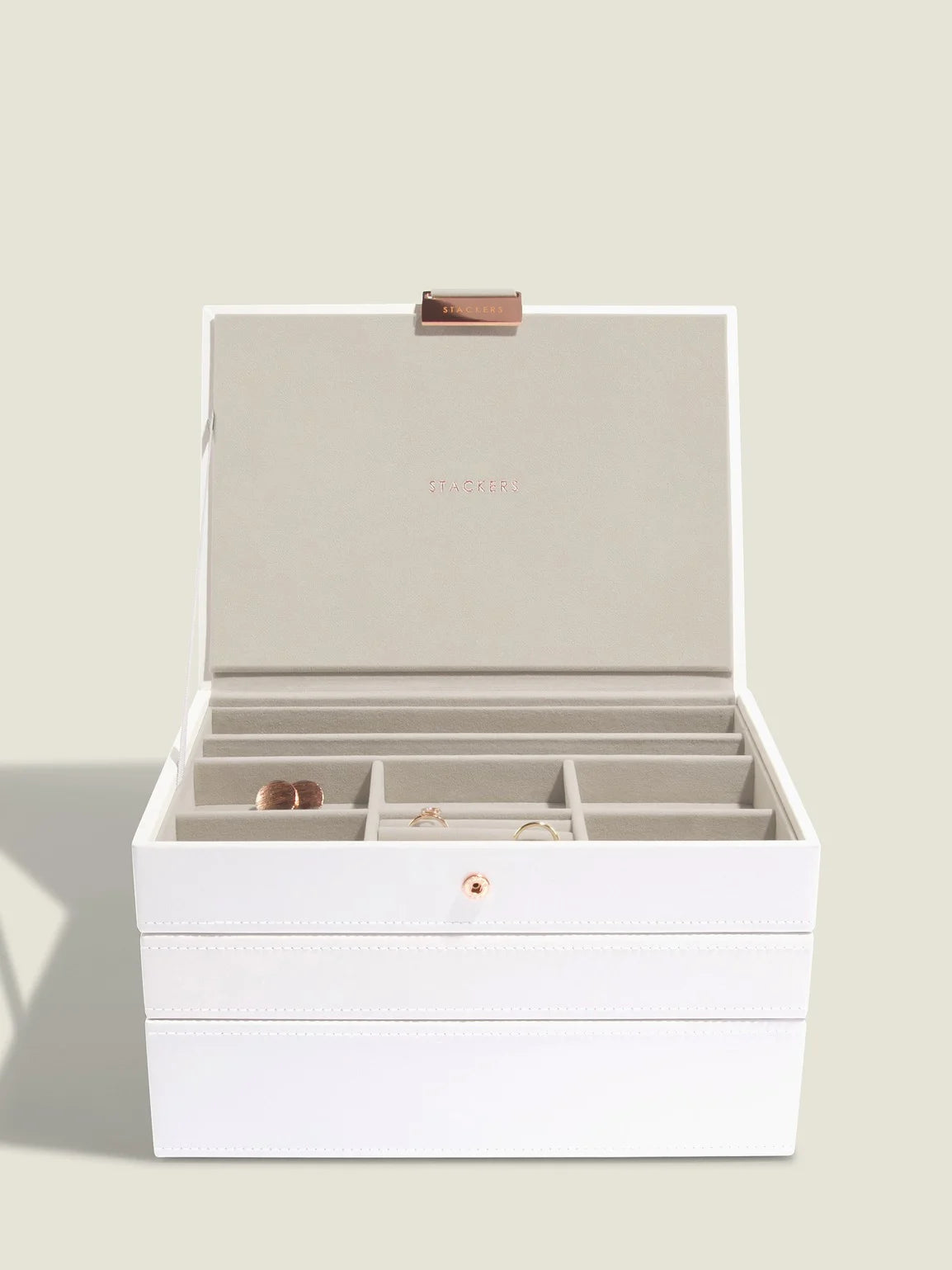 Stackers Klassieke Juwelendoos Set van 3 Wit & Roségoud