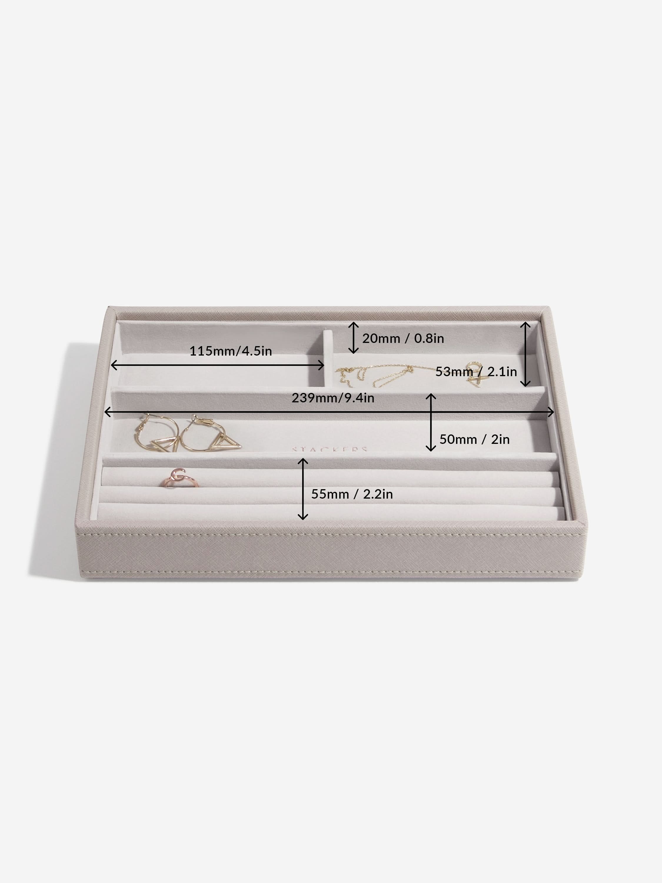 Stackers Ring & Armbandenlaag voor Klassieke Juwelendoos Taupe - Mystackers