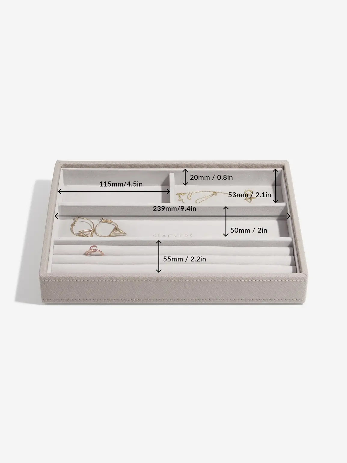 Stackers Ring & Armbandenlaag voor Klassieke Juwelendoos Taupe