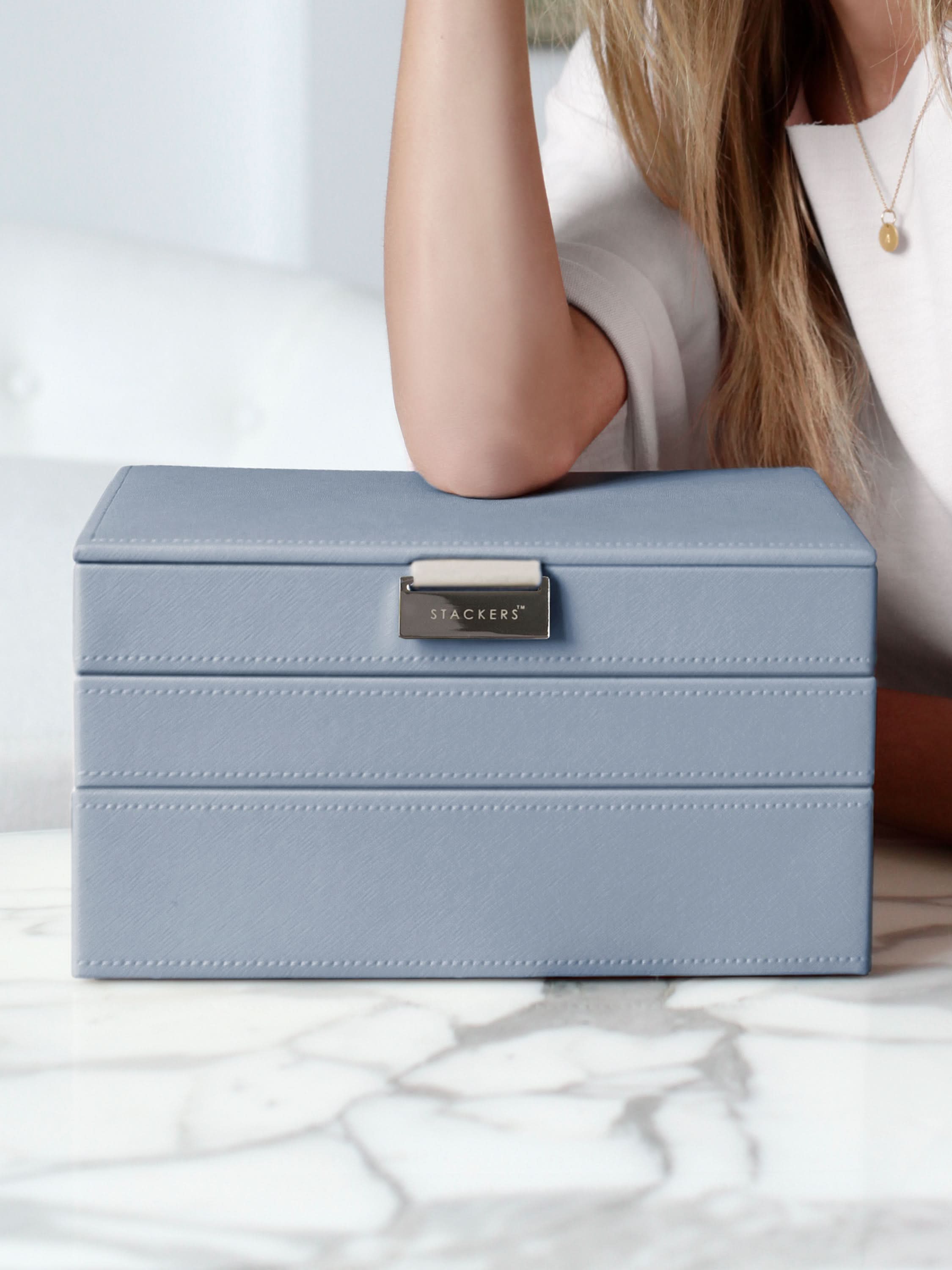 Stackers Klassieke Juwelendoos Set van 3 Blauw - Mystackers