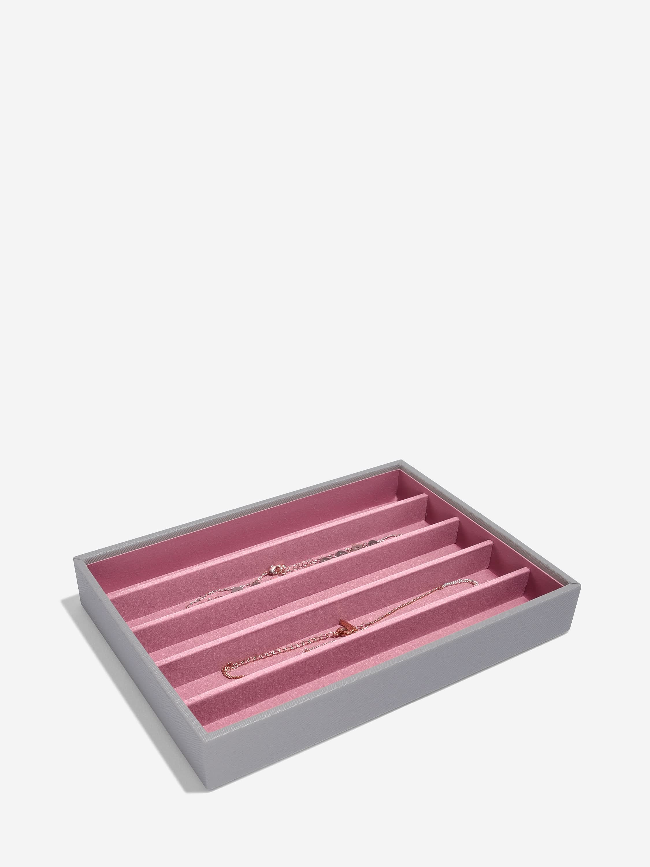 Stackers Halskettingenlaag voor Klassieke Juwelendoos Grijs & Roze - Mystackers