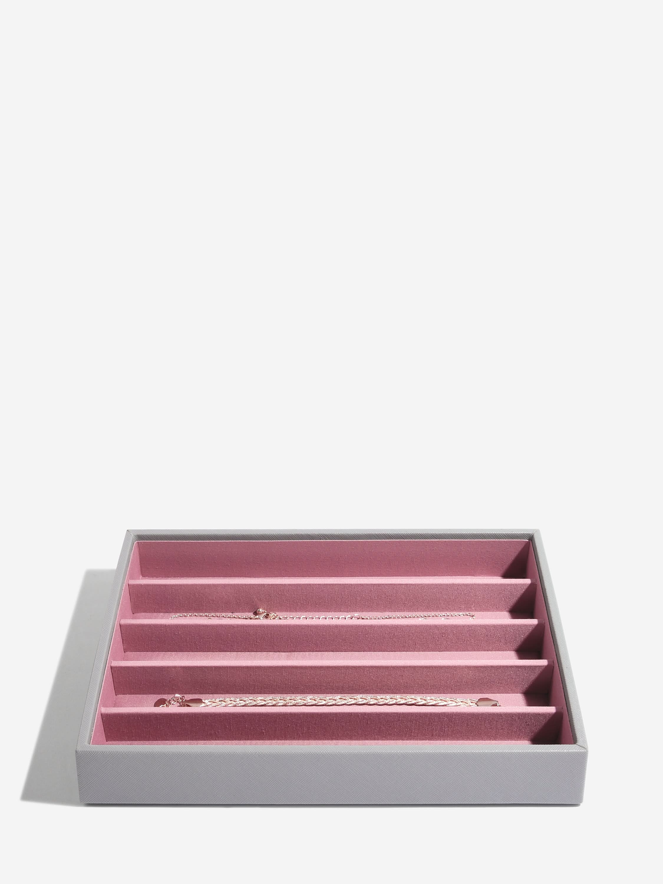 Stackers Halskettingenlaag voor Klassieke Juwelendoos Grijs & Roze - Mystackers