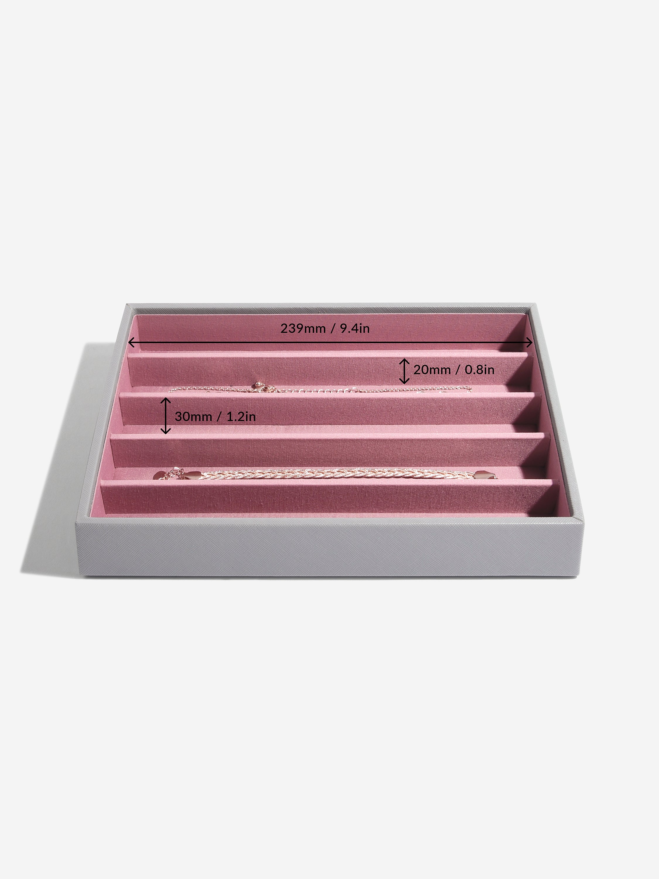 Stackers Compartiment pour Colliers pour Boîte à Bijoux Classique Gris & Rose