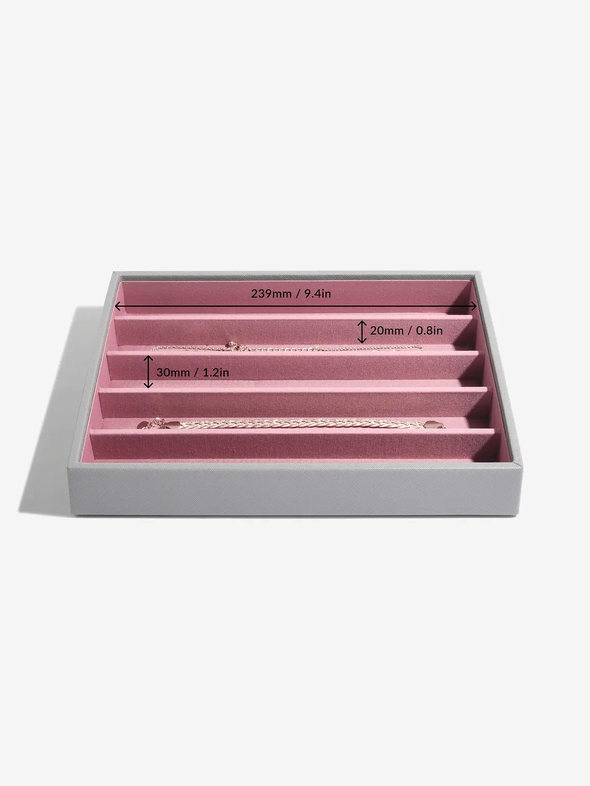 Stackers Halskettingenlaag voor Klassieke Juwelendoos Grijs & Roze