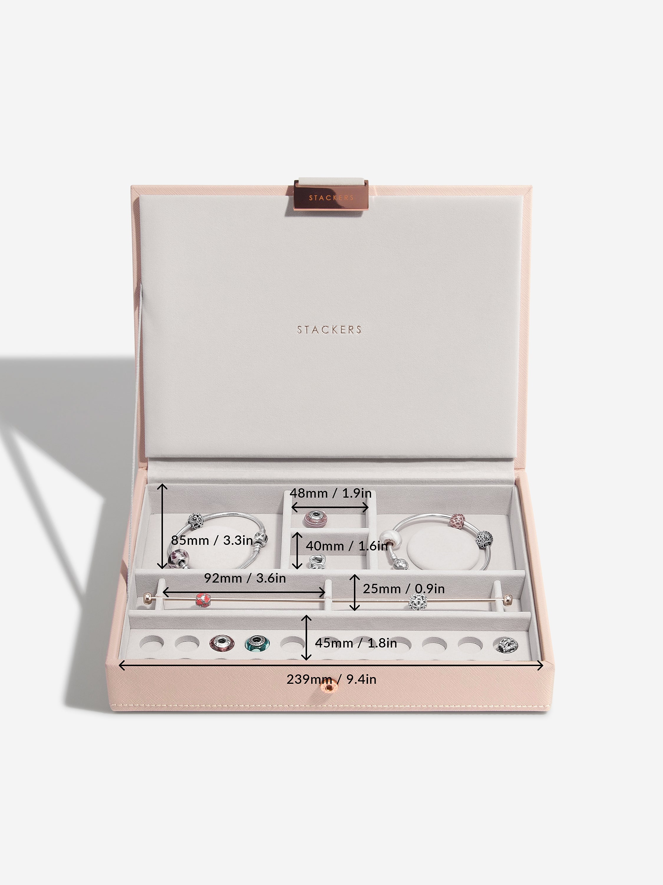 Stackers Couvercle de boîte à bijoux classique pour breloques/charms rose