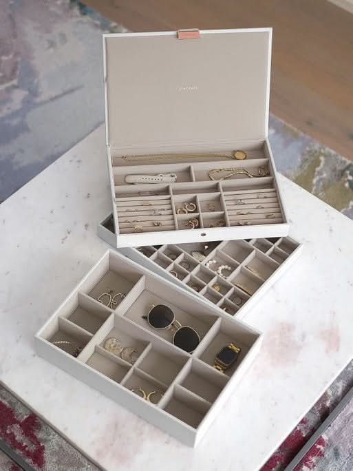 Stackers XL Juwelendoos set van 3 Wit & Roze - Mystackers