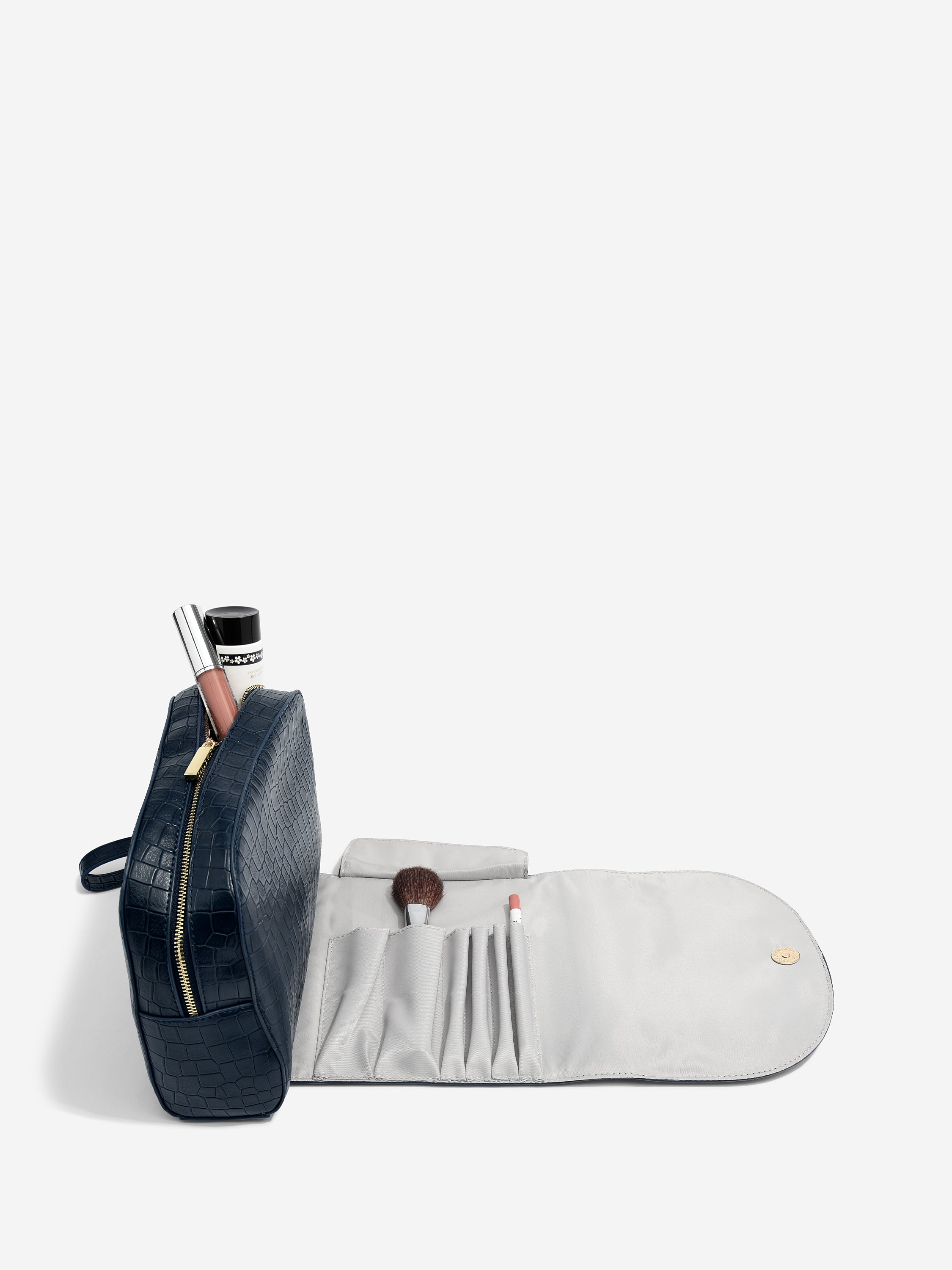 Stackers Make-uptas met krokodillenprint Zwart