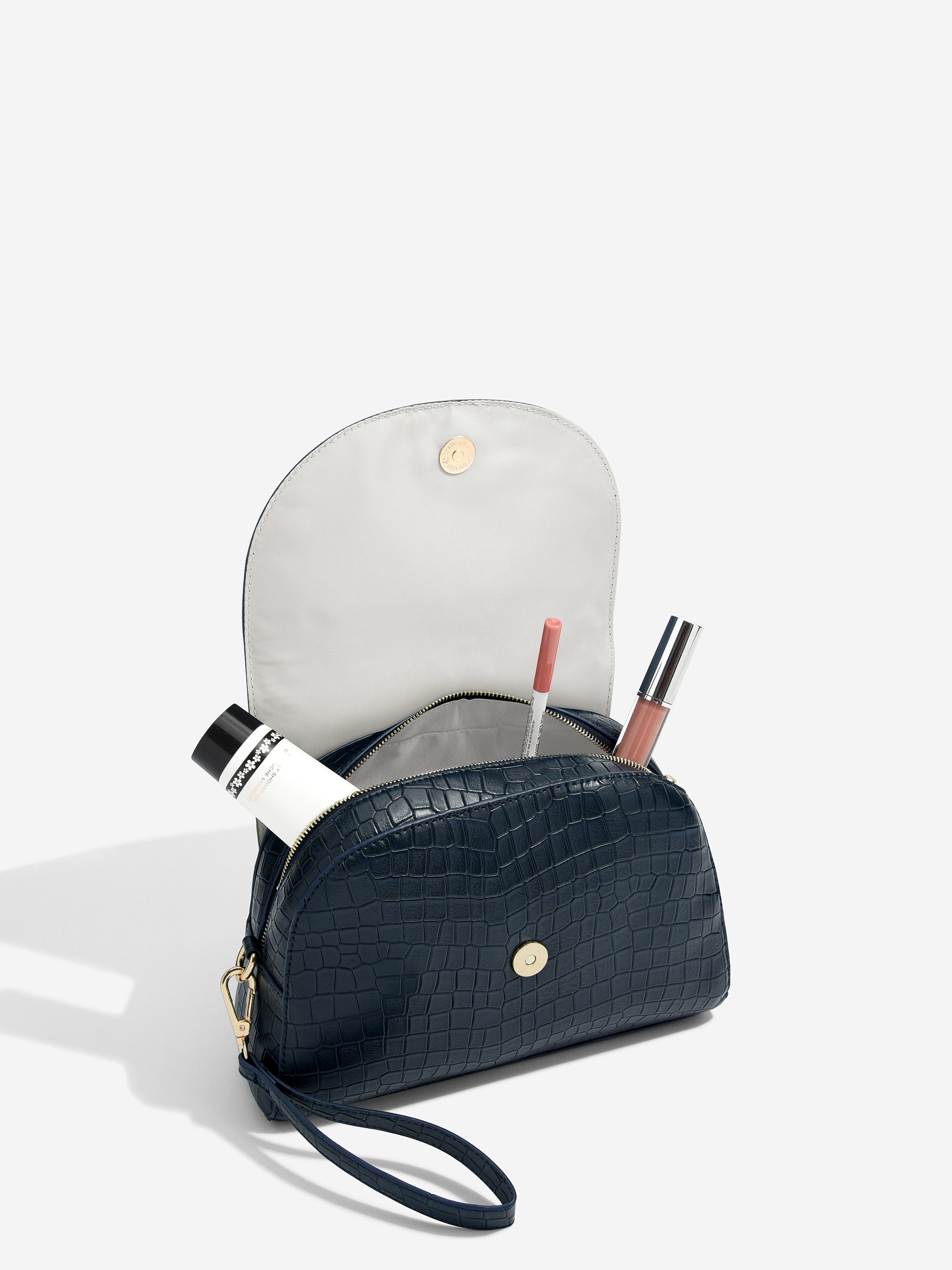 Stackers Make-uptas met krokodillenprint Zwart