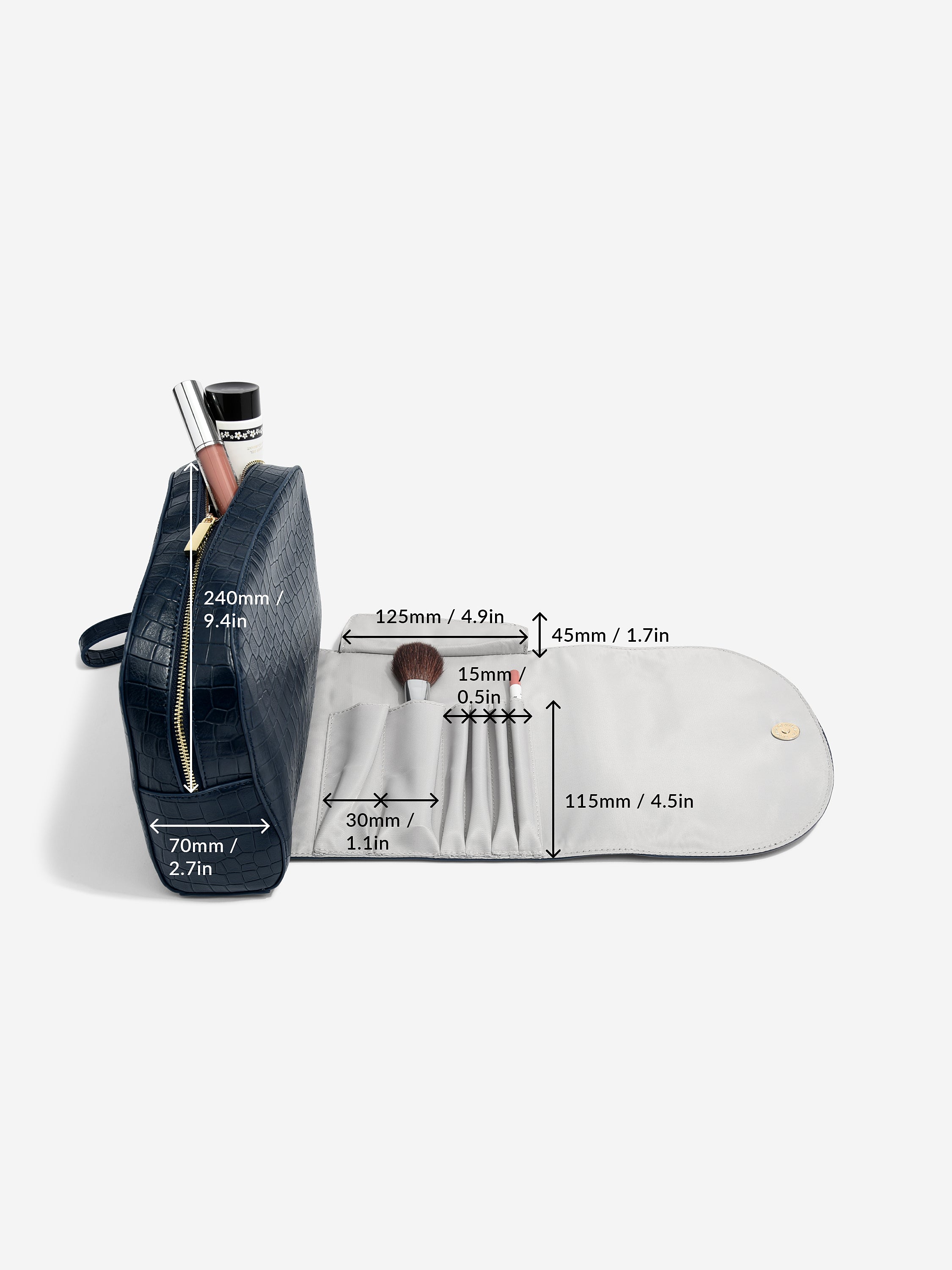 Stackers Make-uptas met krokodillenprint Zwart