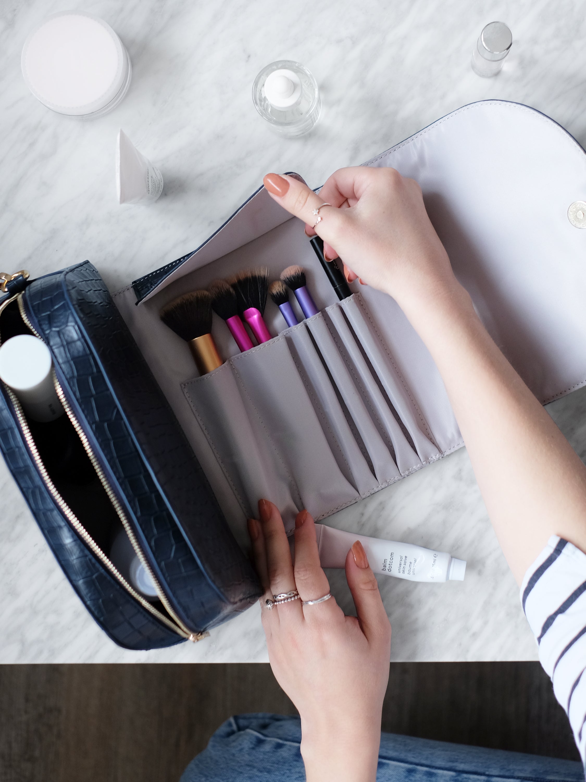 Stackers Make-uptas met krokodillenprint Zwart