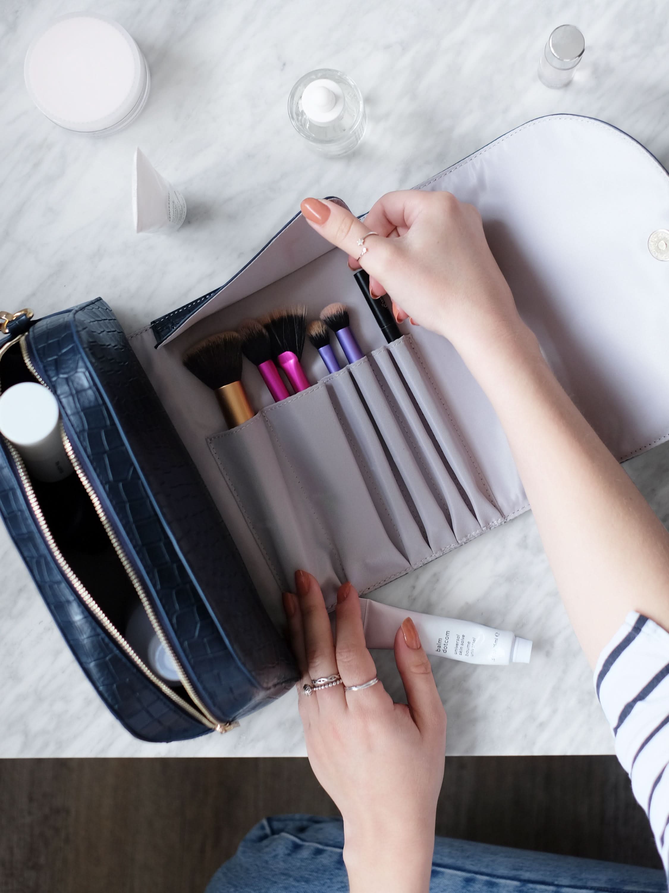 Stackers Crocodile Print Make-up Bag Black