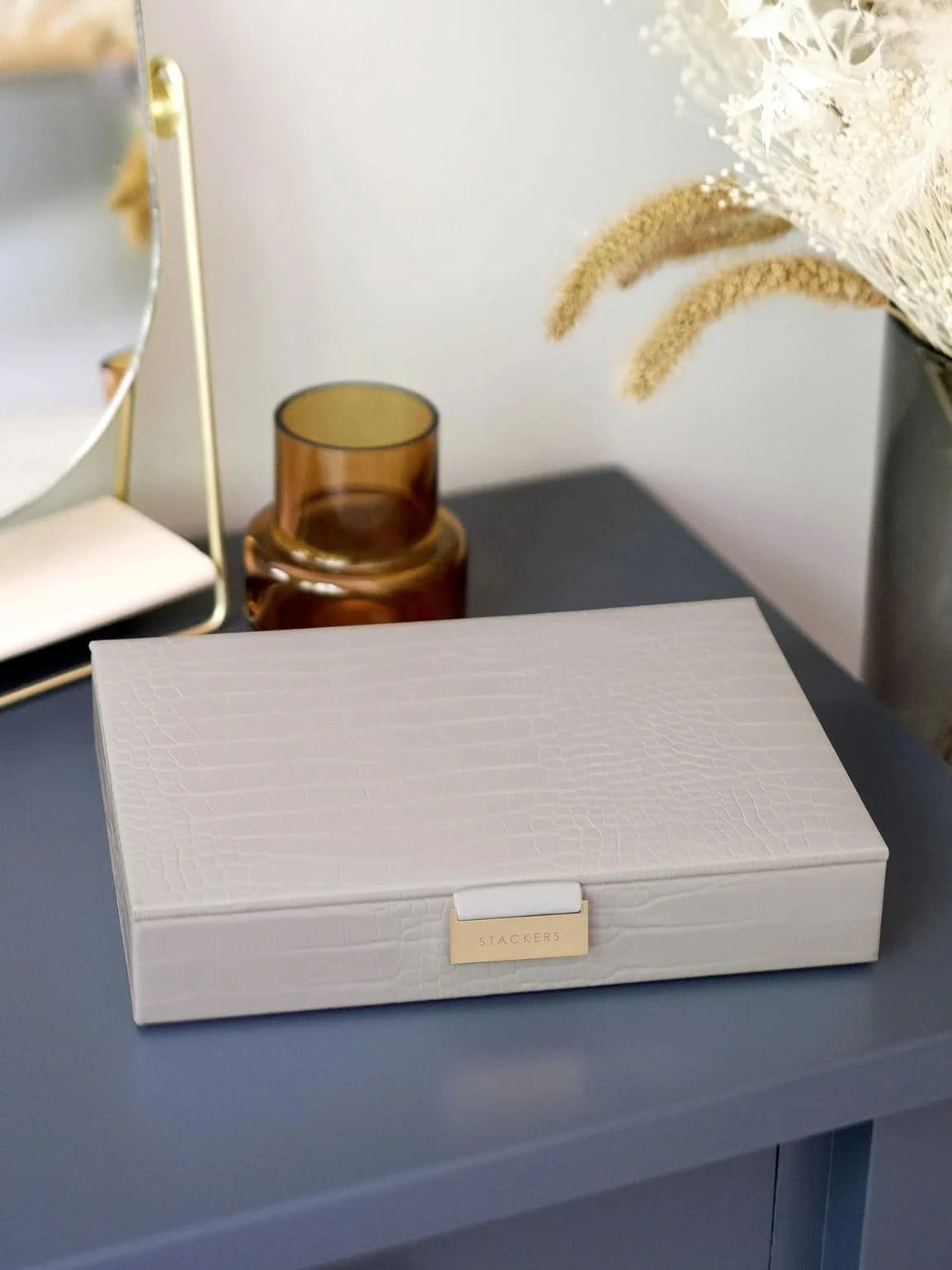 Stackers Deksel voor Klassieke Juwelendoos Grijs Croco - Mystackers