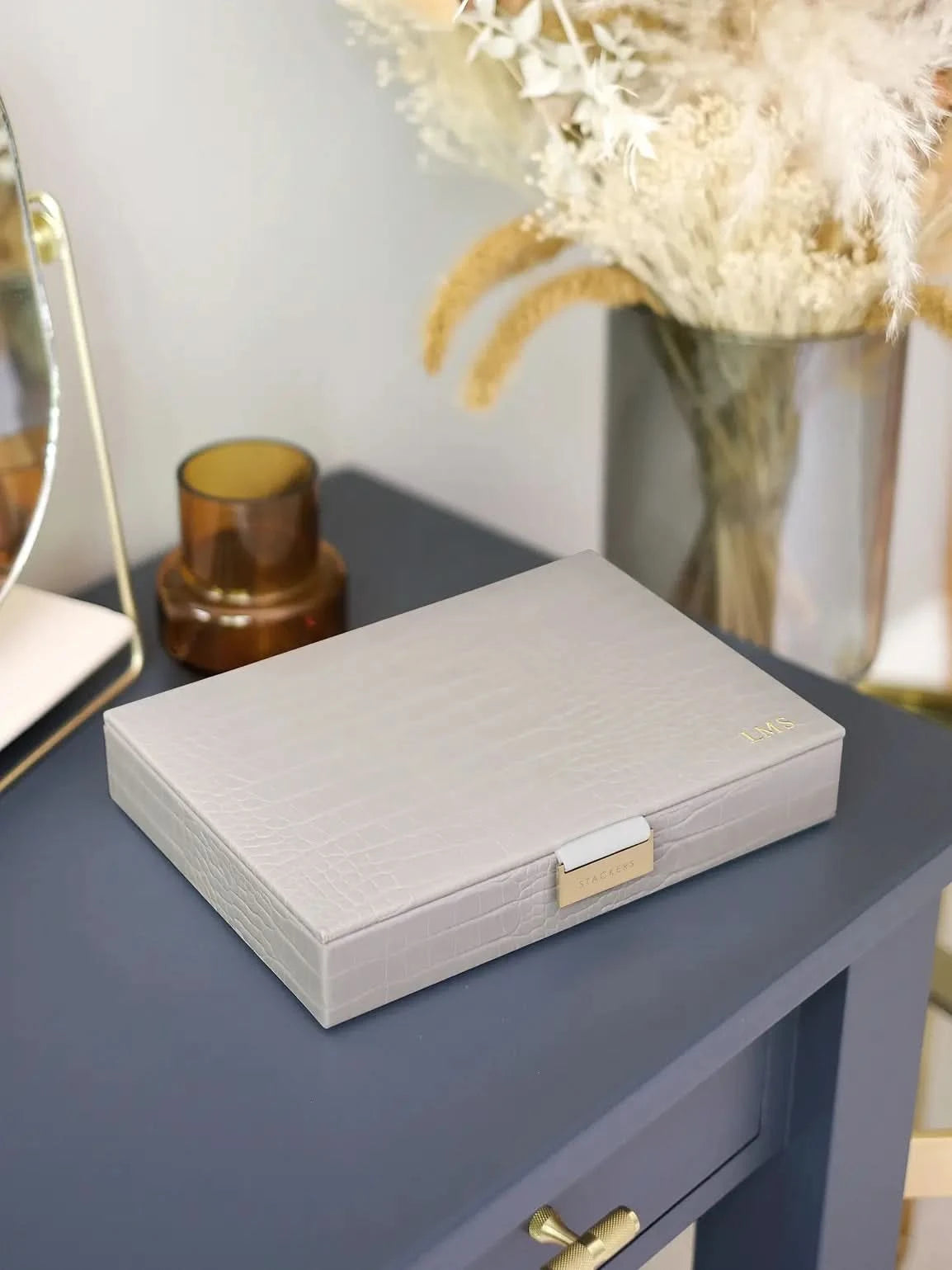 Stackers Deksel voor Klassieke Juwelendoos Grijs Croco - Mystackers