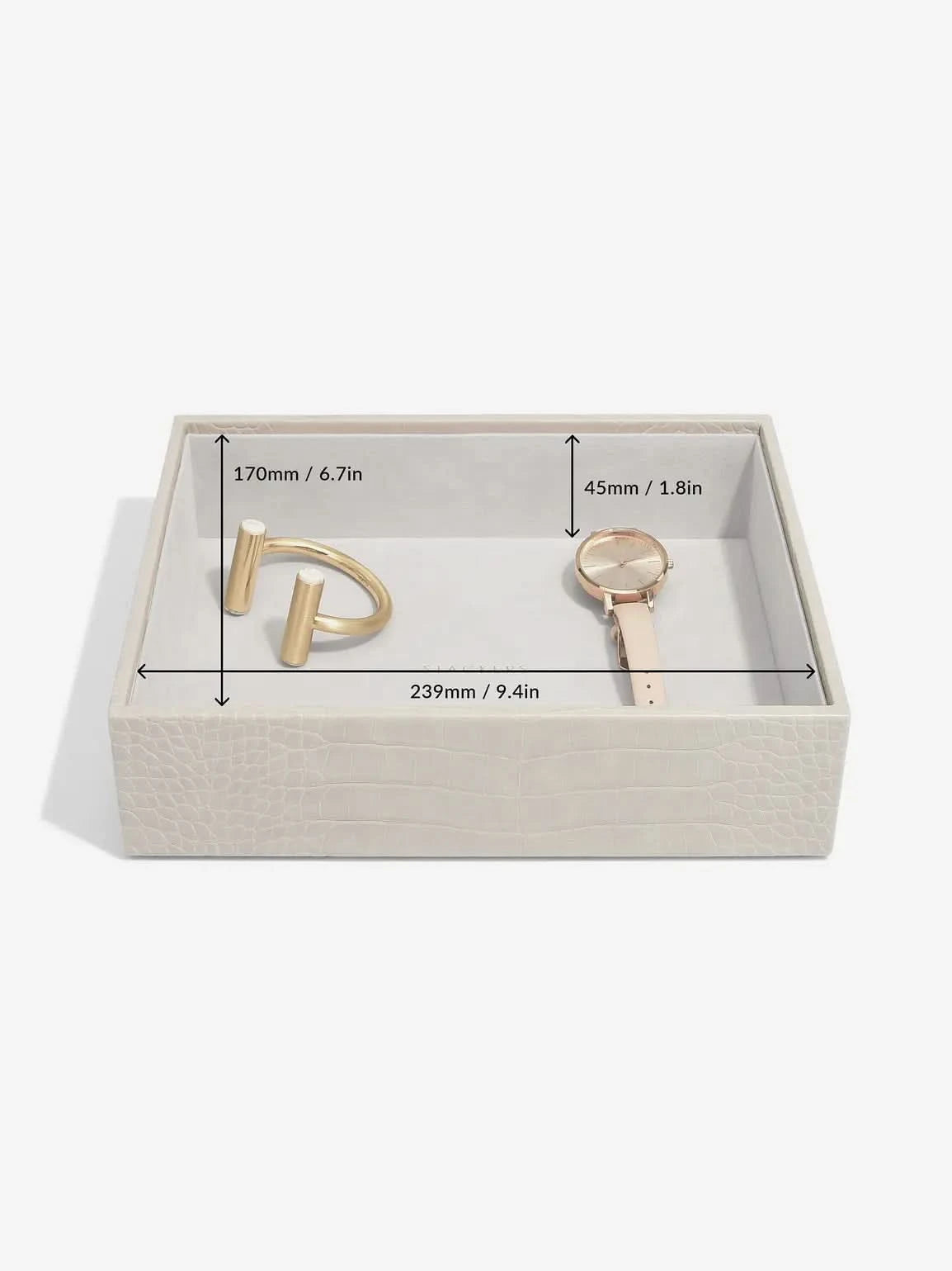 Stackers diepe Sieradenlaag voor Klassieke Juwelendoos Grijs Croco - Mystackers