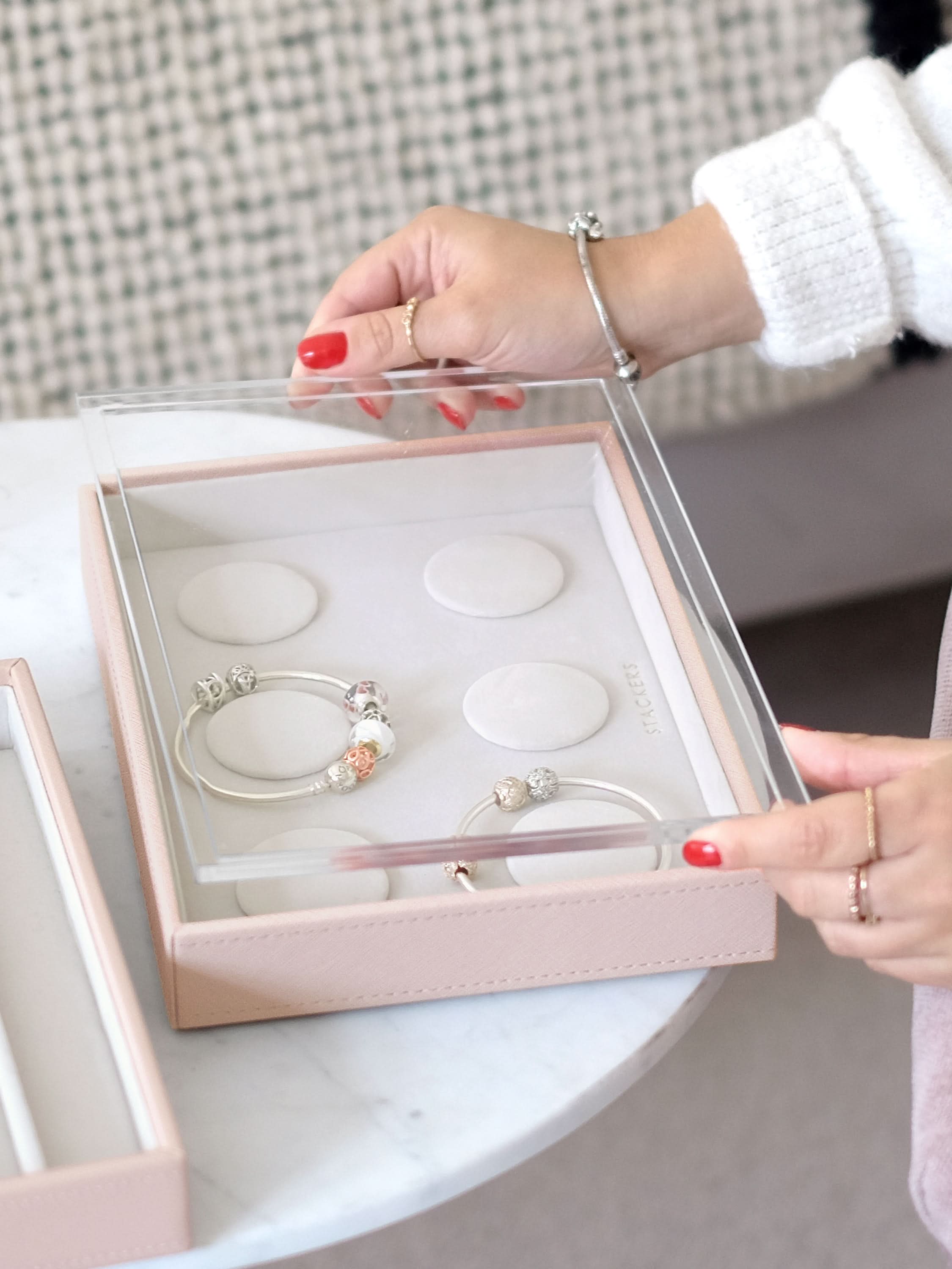 Stackers Armbandenlaag + deksel voor Klassieke Juwelendoos Roze - Mystackers