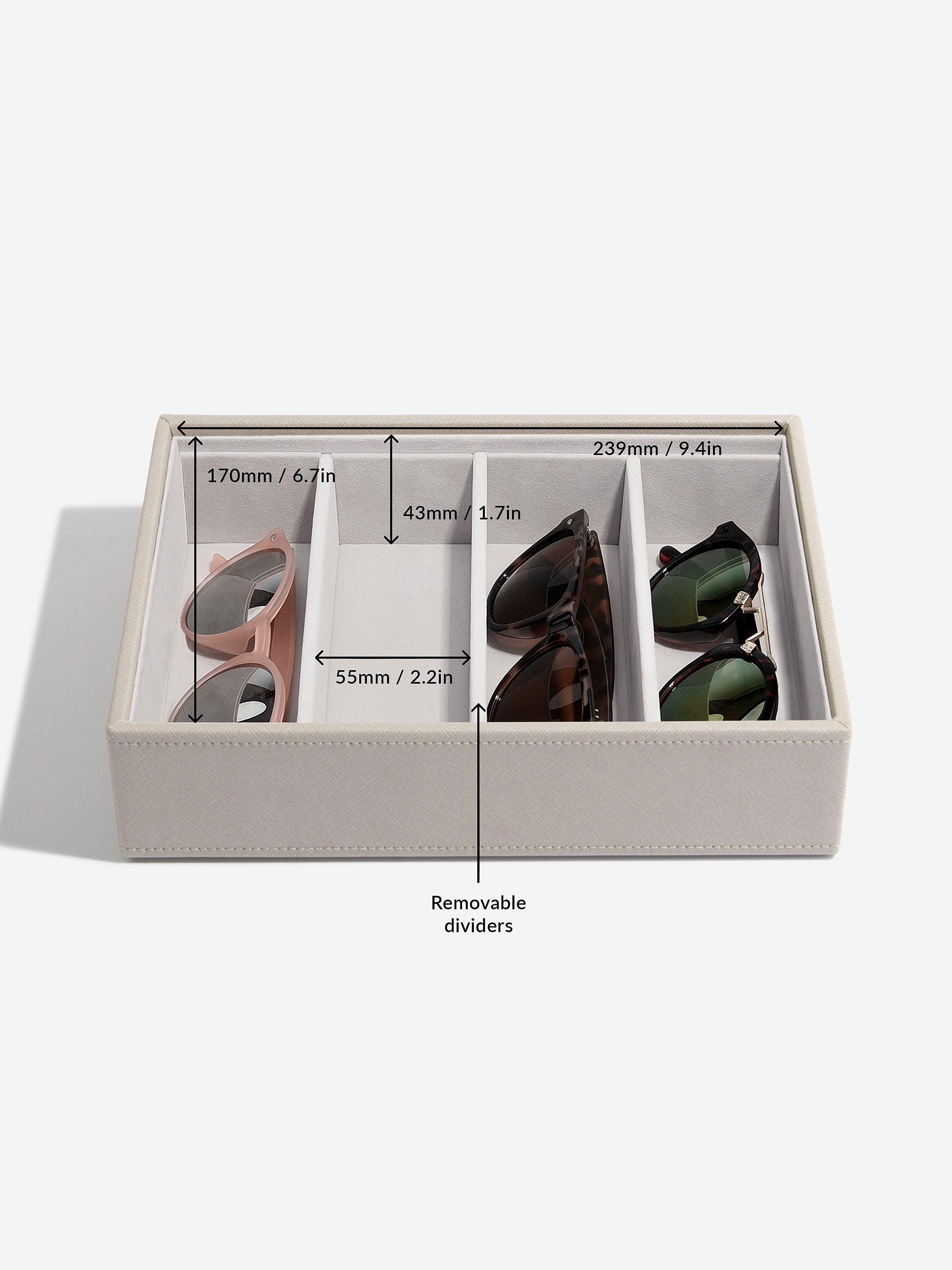Stackers Compartiment Pour Lunettes et accessoires pour Boîte à bijoux classique Taupe
