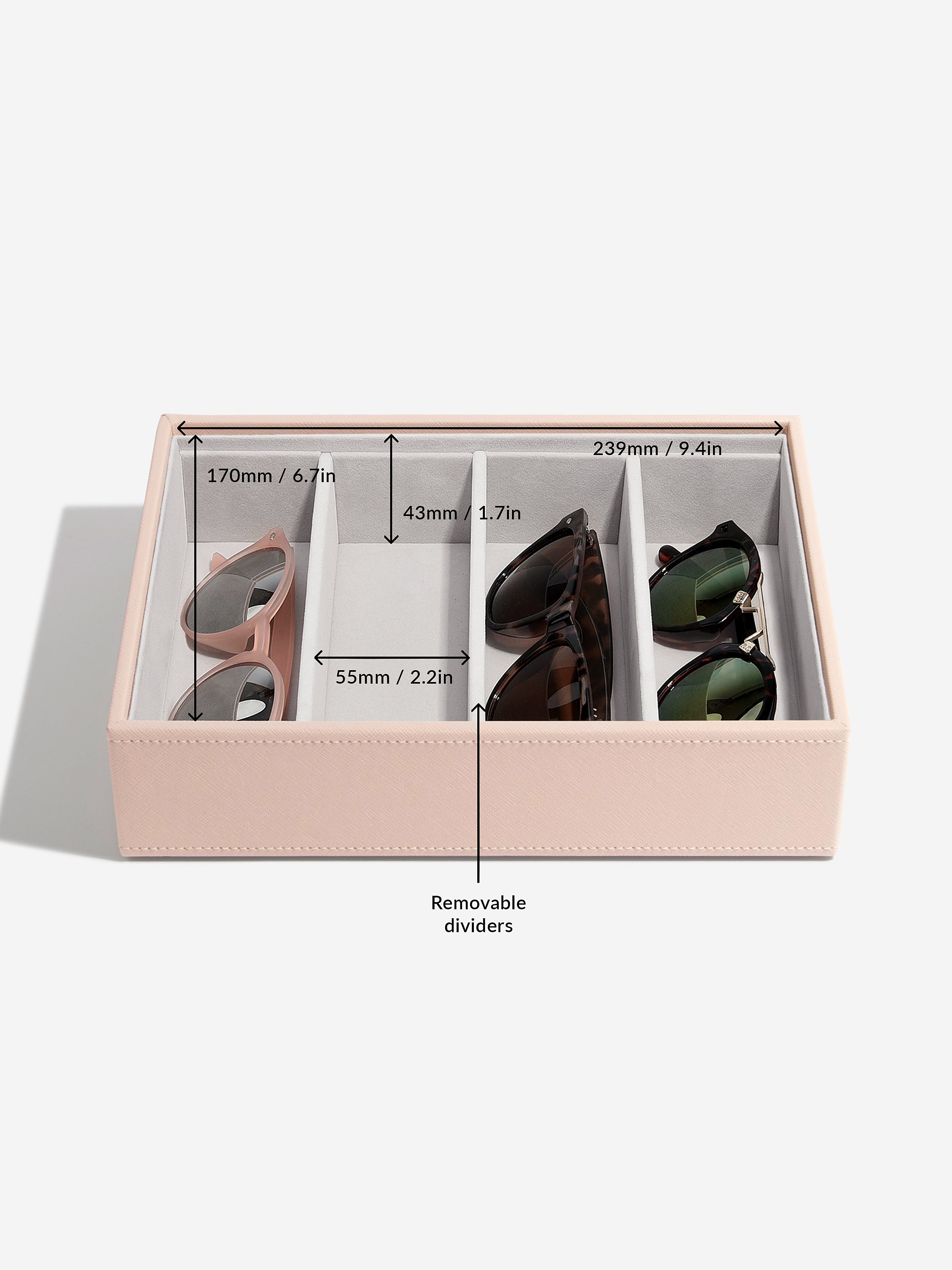 Stackers Compartiment Pour Lunettes et accessoires pour Boîte à bijoux classique rose