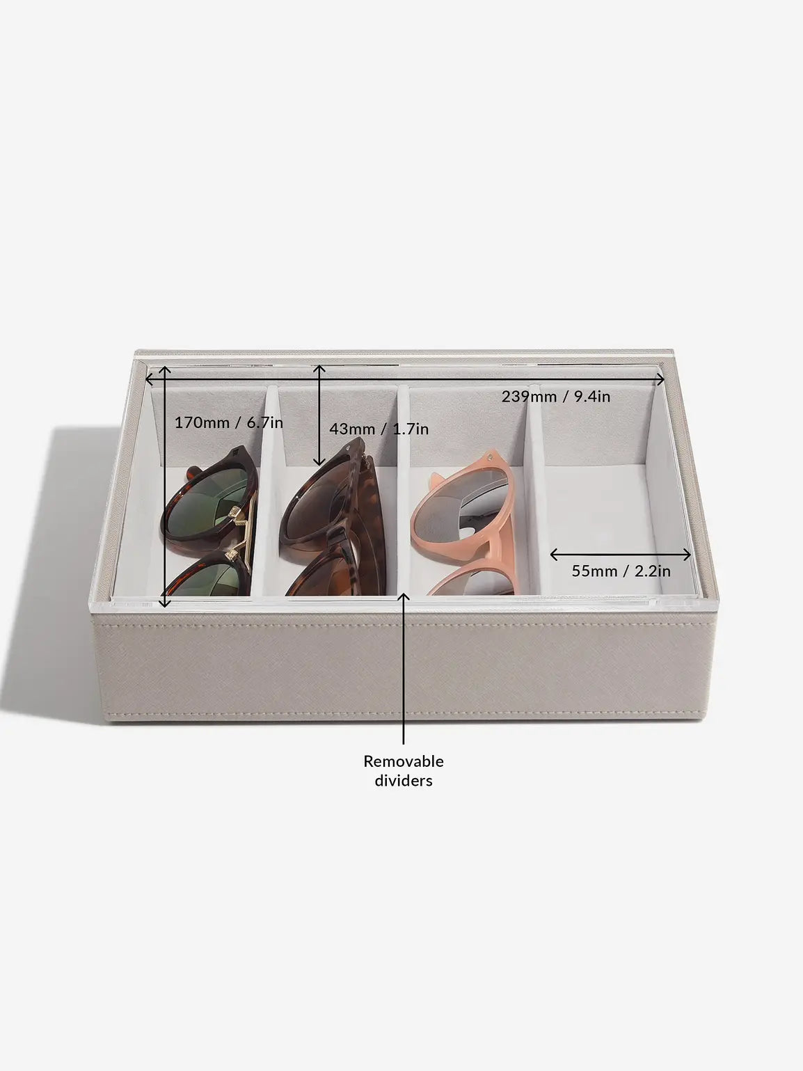 Stackers Bril & Accessoires-laag + doorzichtig deksel Taupe