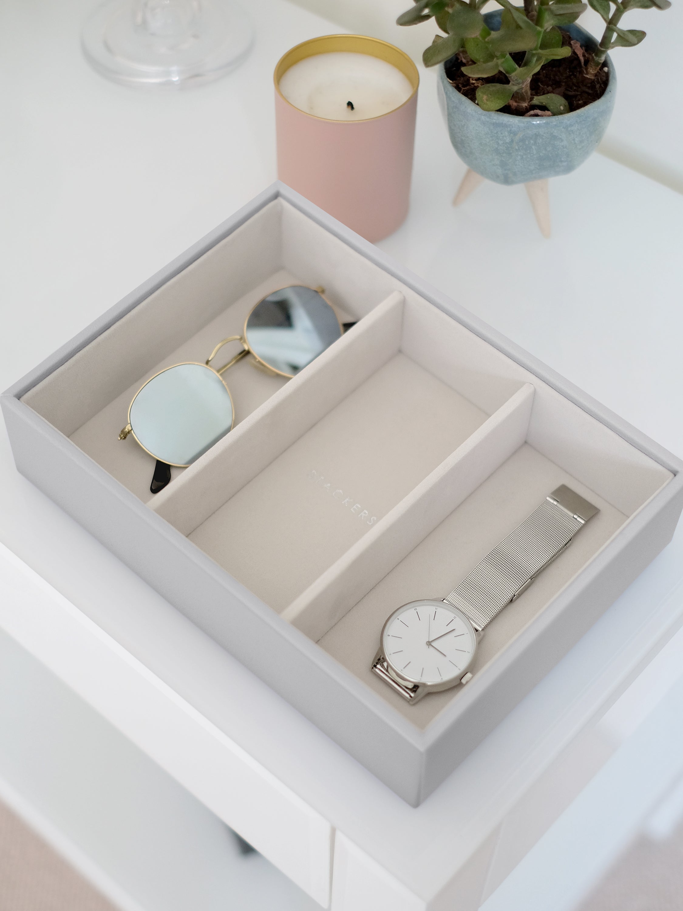 Stackers Compartiment pour montre et accessoires pour boîte à bijoux classique Gris