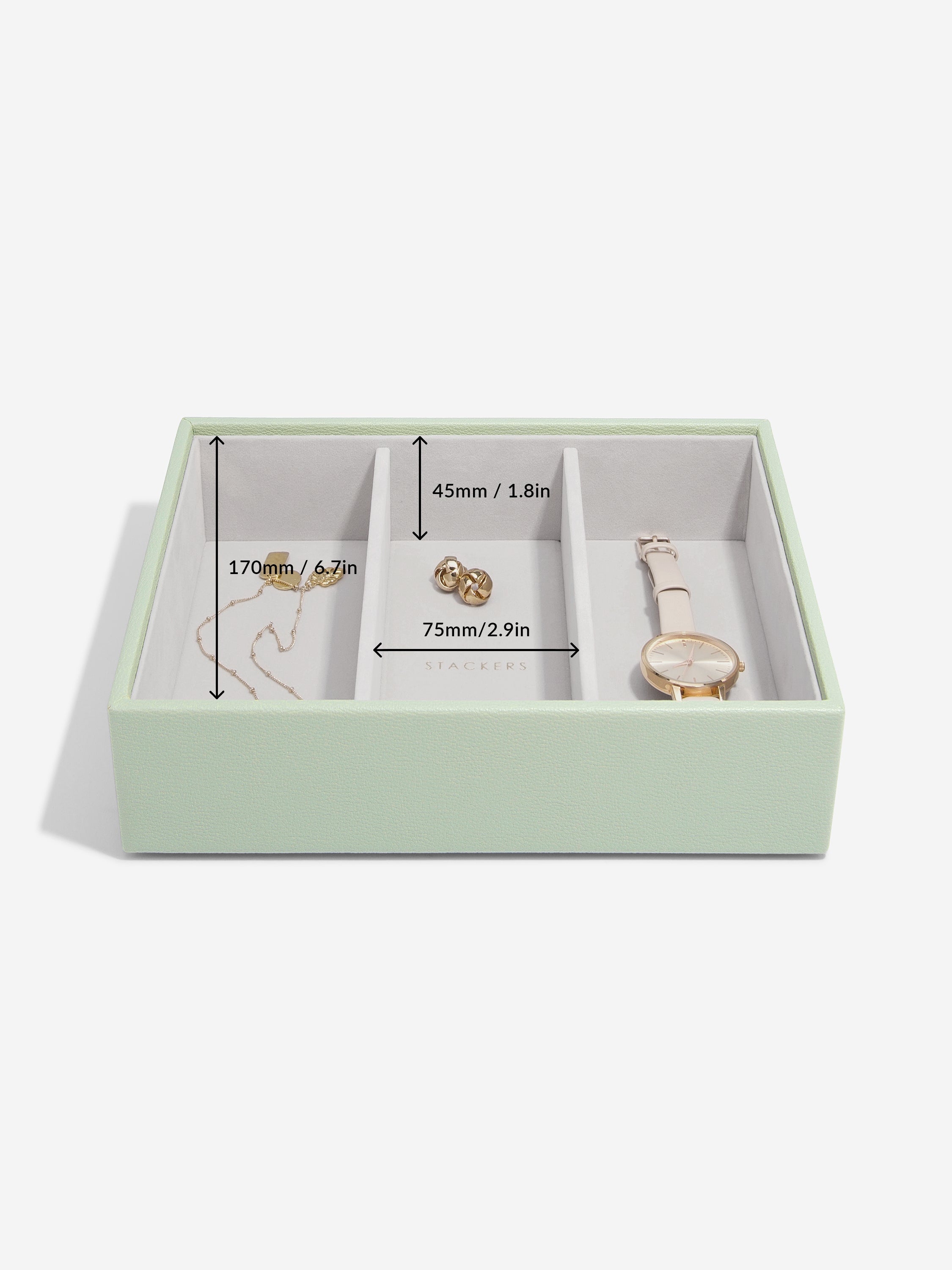 Stackers Compartiment pour montre et accessoires pour boîte à bijoux classique Vert sauge
