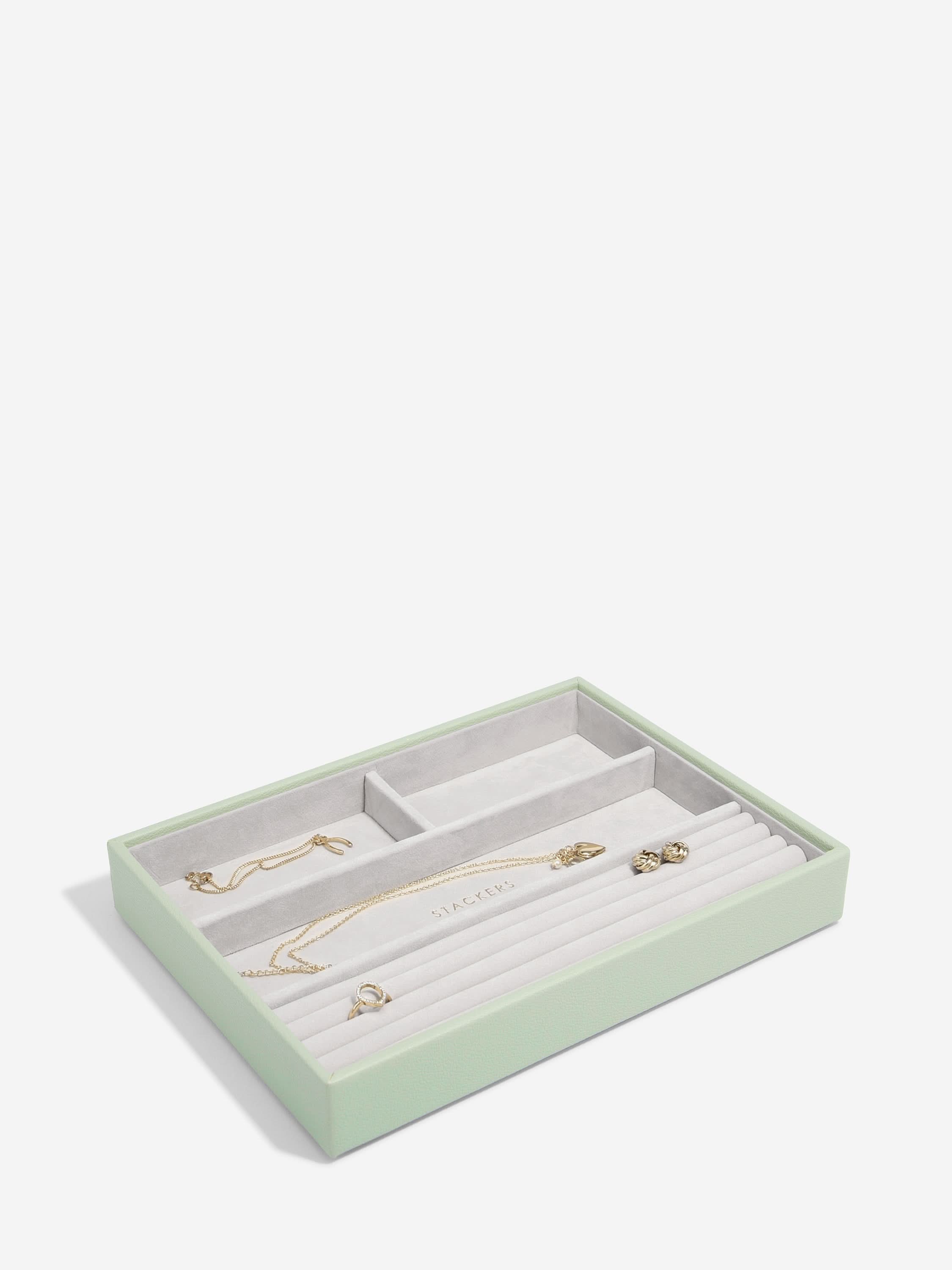 Stackers Ring & Armbandenlaag voor Klassieke Juwelendoos Saliegroen - Mystackers