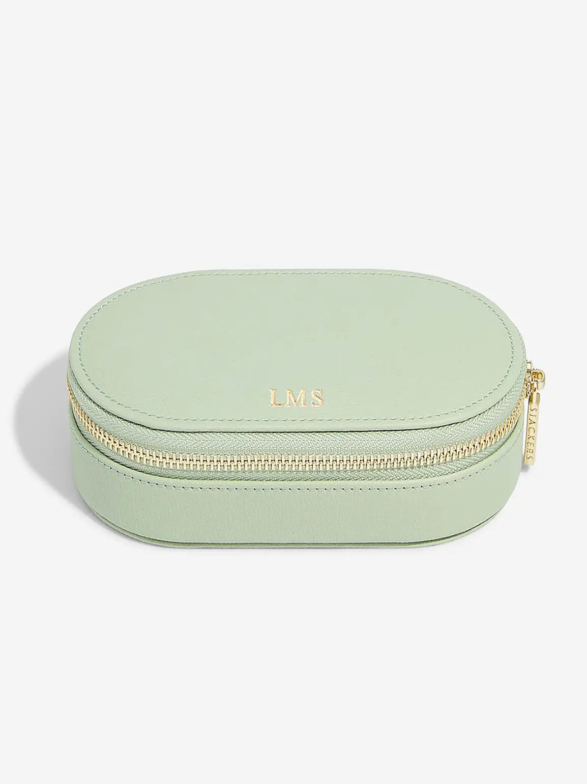 Stackers Ovale Travel Jewellery Box Saliegroen