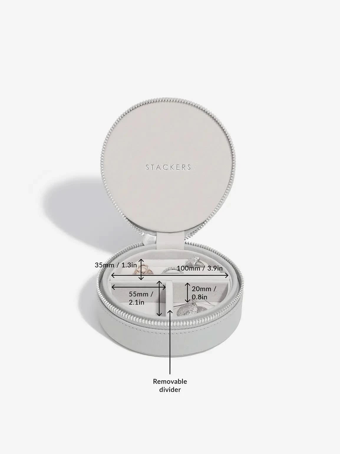 Stackers Ronde Travel Jewellery Box Grijs - Mystackers