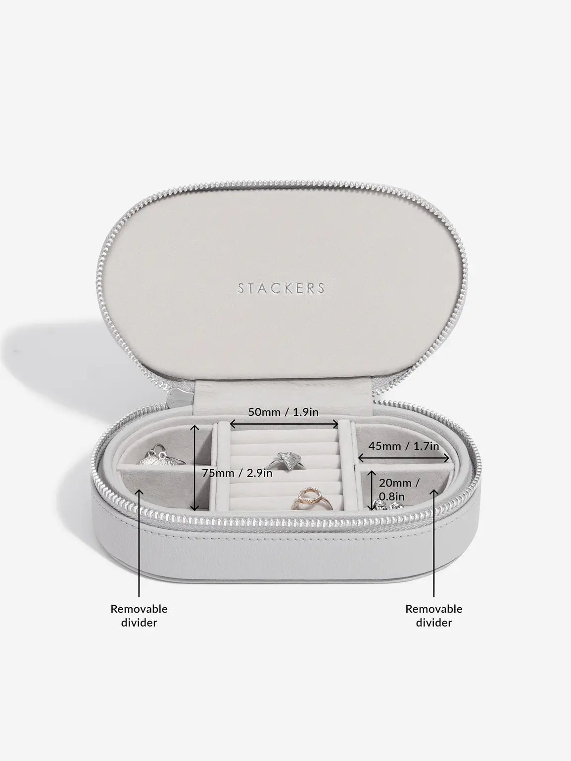 Stackers Ovale Travel Jewellery Box Grijs