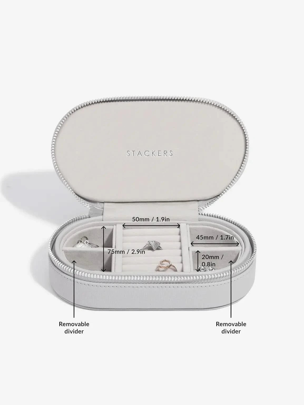 Stackers Ovale Travel Jewellery Box Grijs - Mystackers
