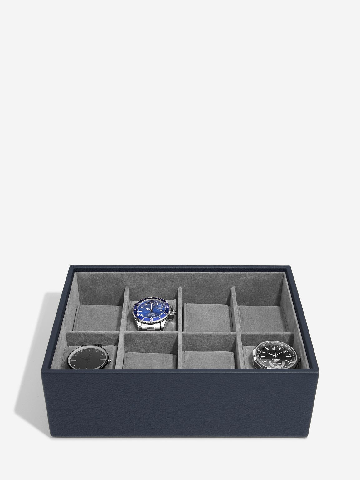 Stackers Achtdelige Horlogebox met doorzichtig deksel Marineblauw