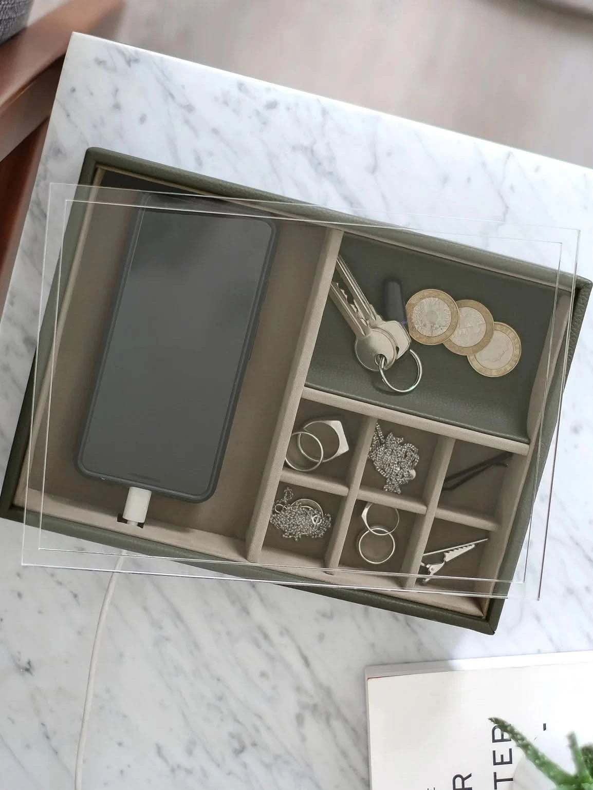 Stackers Organizer met doorzichtig deksel Olijfgroen - Mystackers