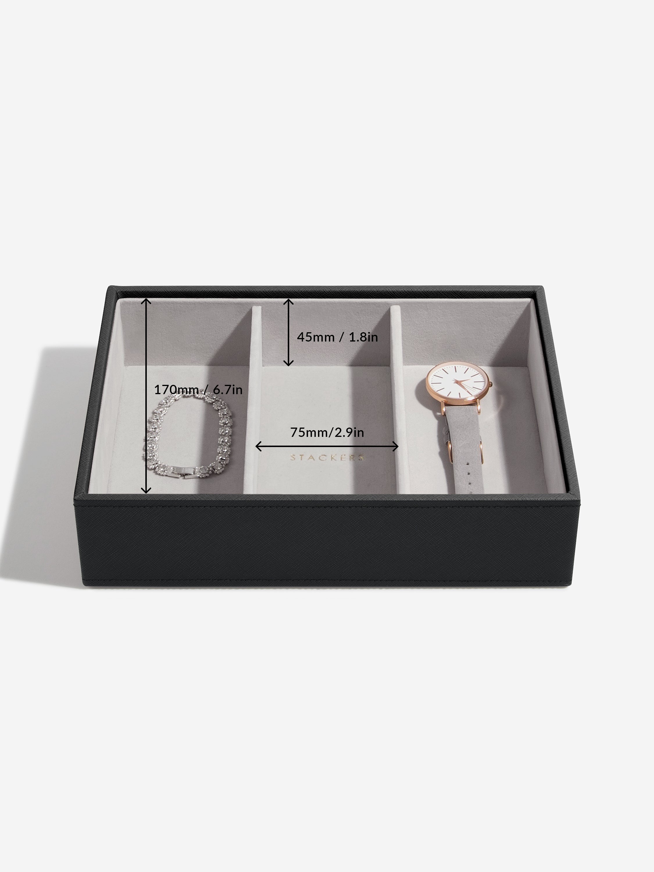 Stackers Compartiment pour montres et accessoires pour boîte à bijoux classique Noir