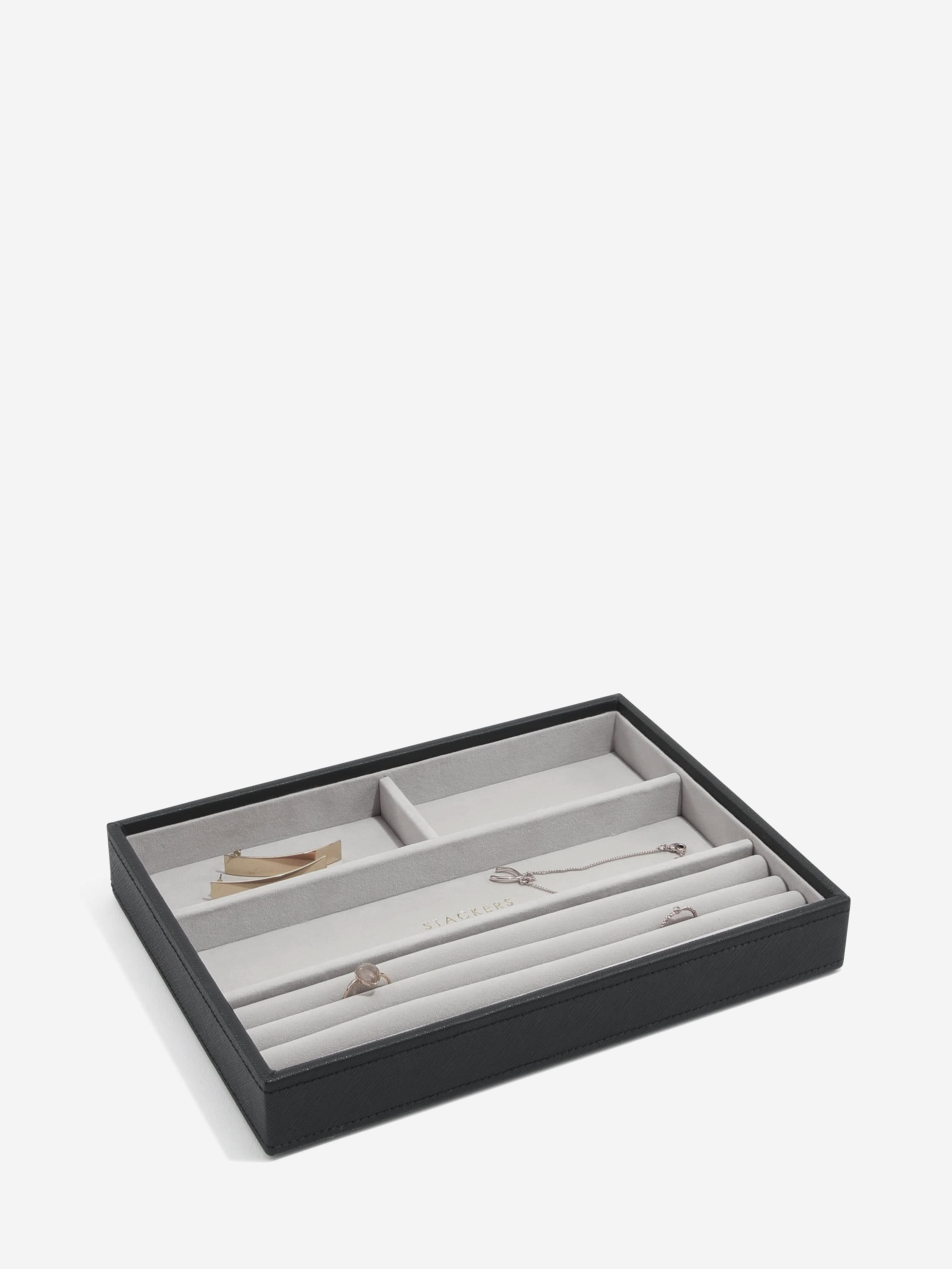 Stackers Ring & Armbandenlaag voor Klassieke Juwelendoos Zwart - Mystackers