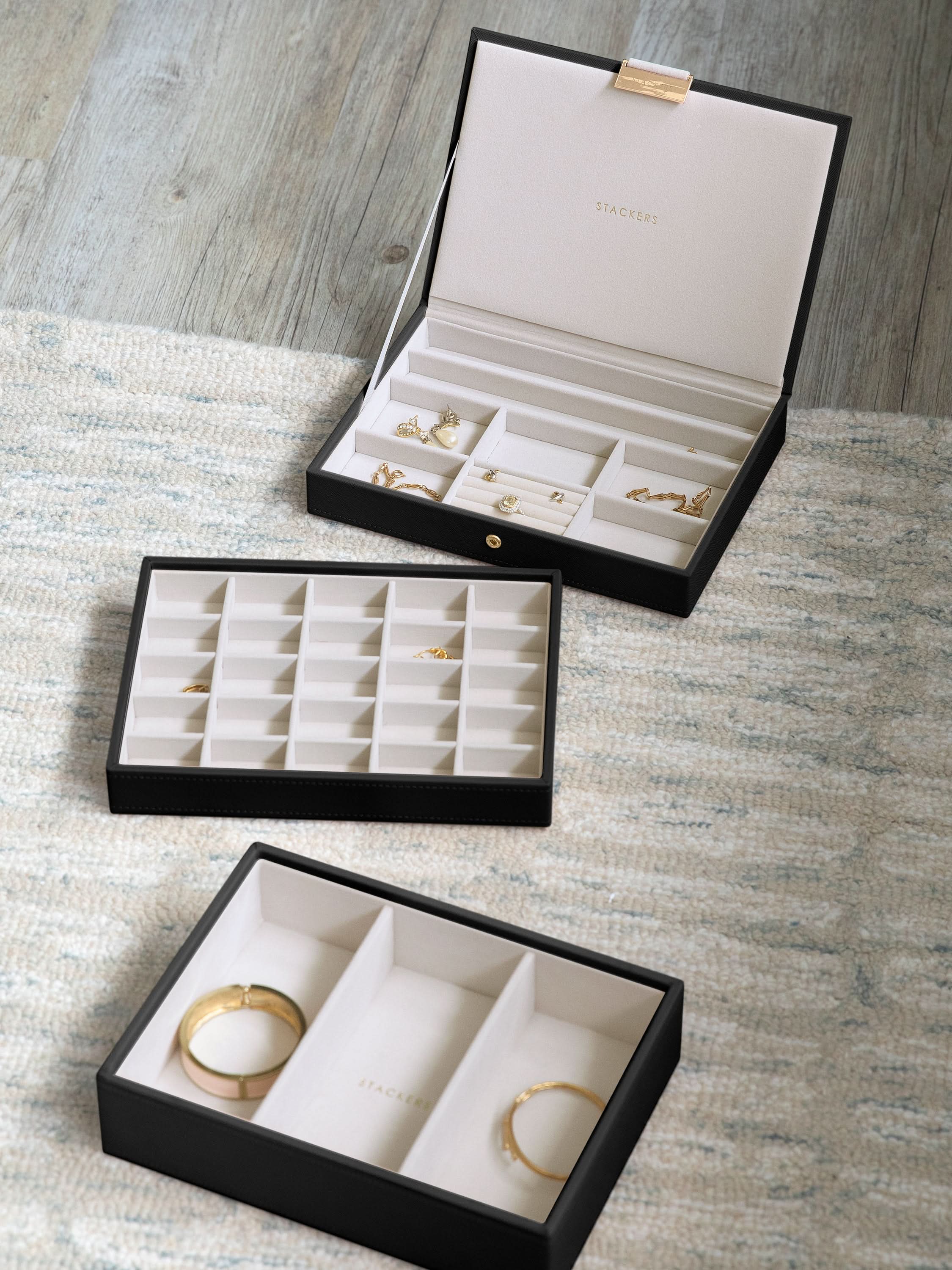 Stackers Klassieke Juwelendoos Set van 3 Zwart - Mystackers