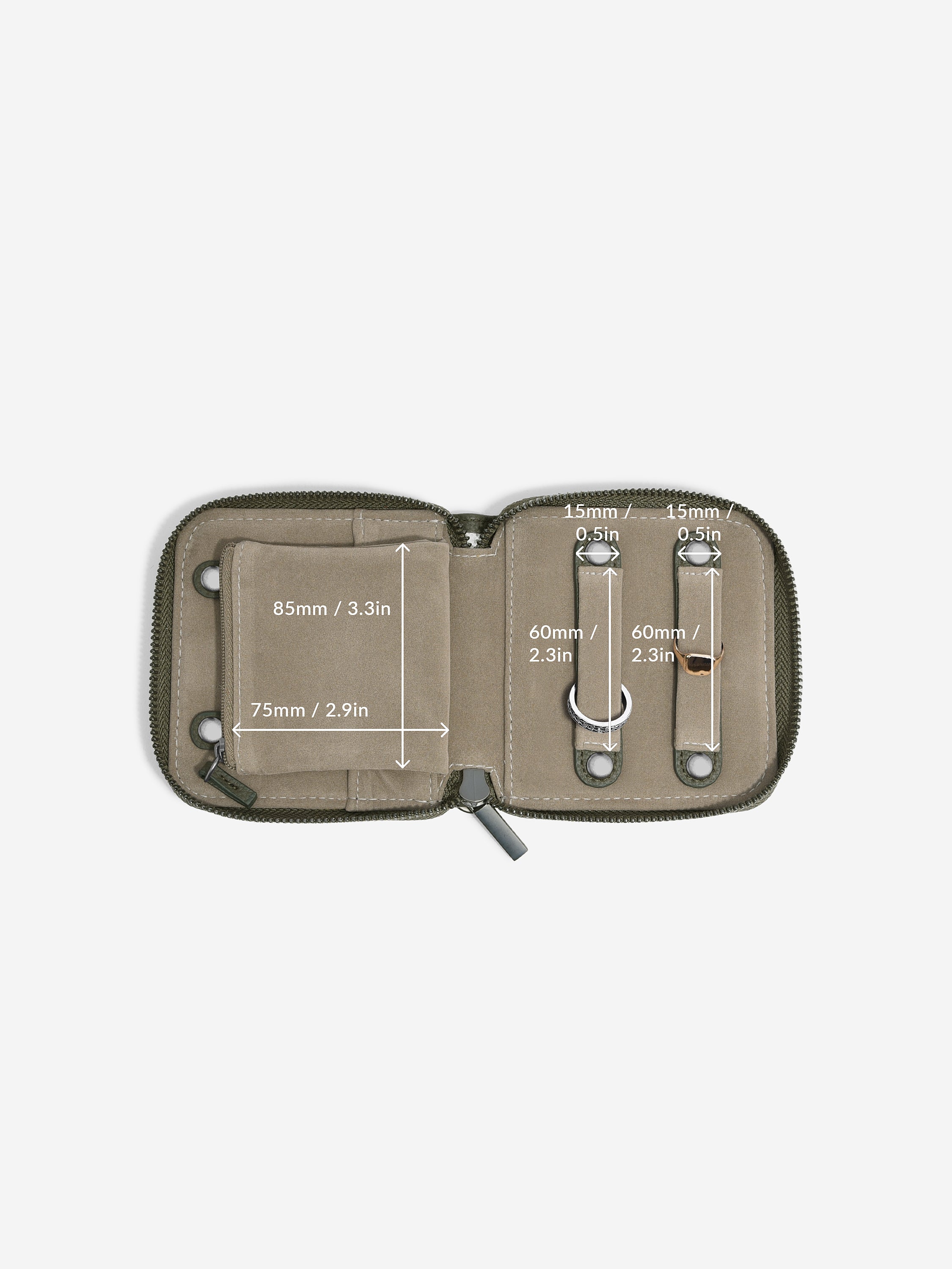 Stackers Compact Jewellery Roll Olijfgroen