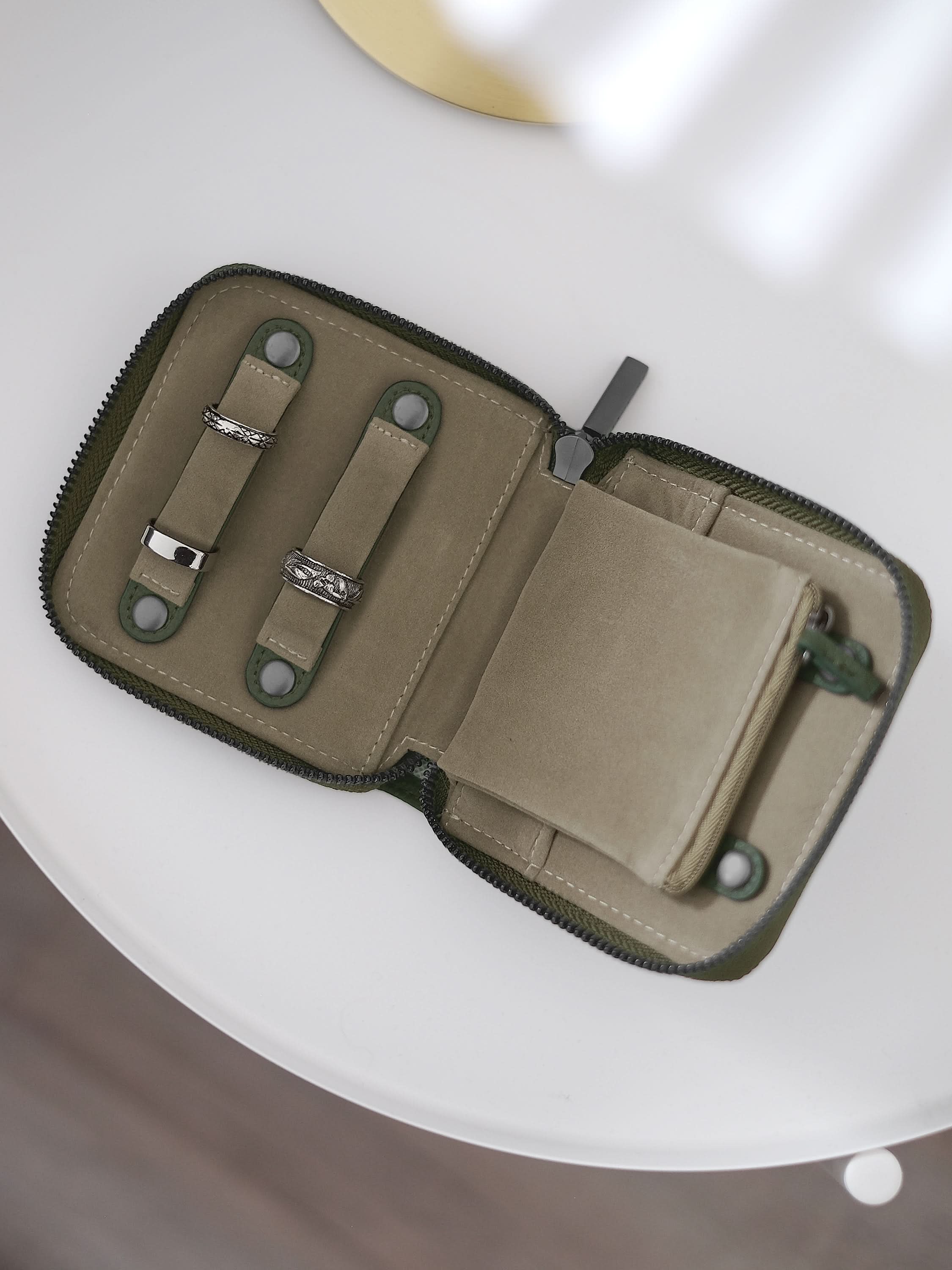 Stackers Compact Jewellery Roll Olive Green