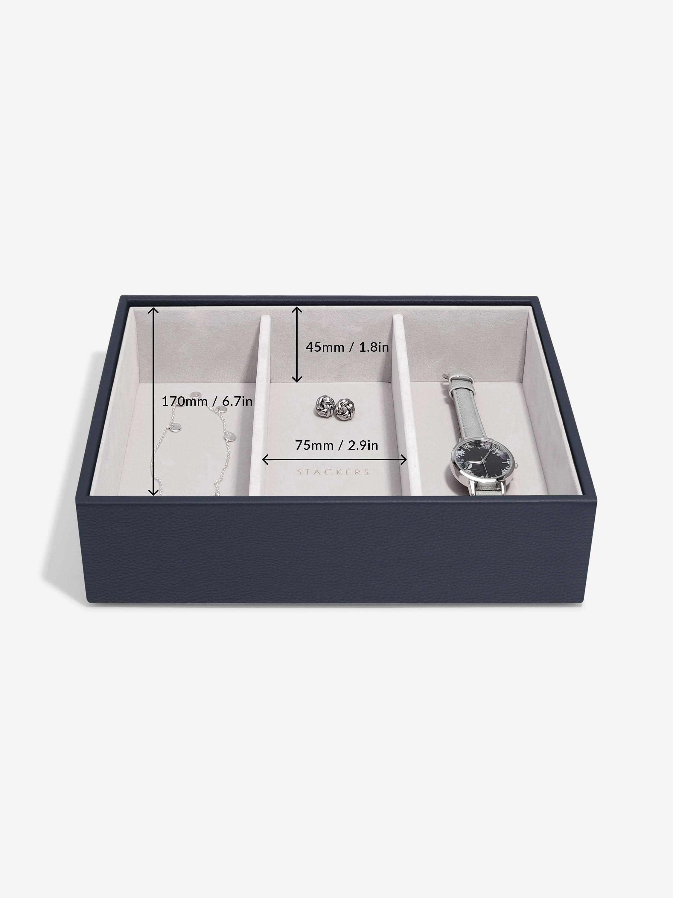 Stackers Horloge & Accessoirelaag voor Klassieke Juwelendoos Marineblauw - Mystackers