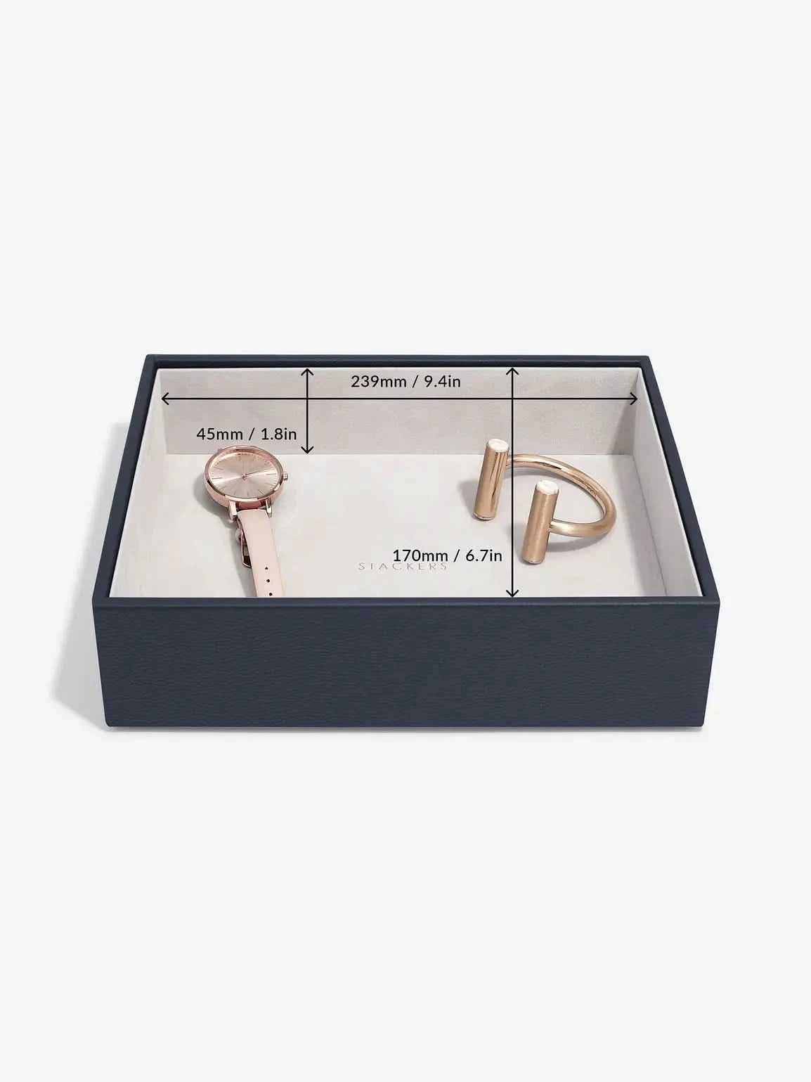 Stackers diepe Sieradenlaag voor Klassieke Juwelendoos Marineblauw - Mystackers